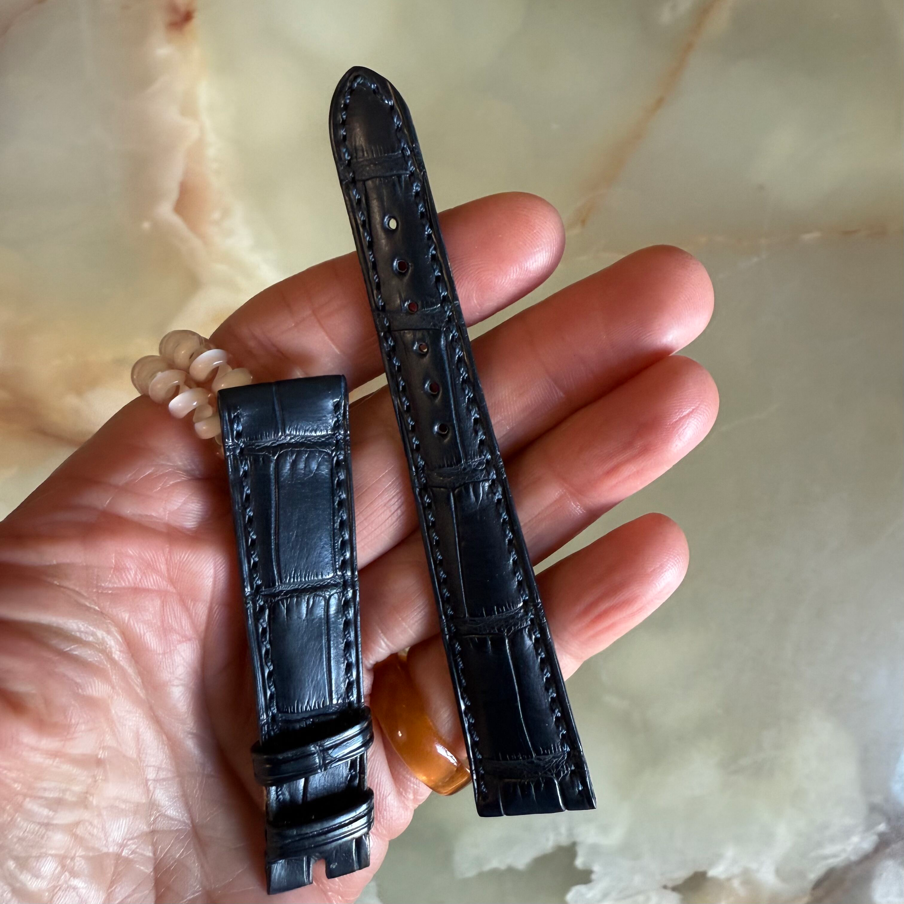 Authentic Breguet Blue Crocodile Watch Strap Band 18mm Stitched