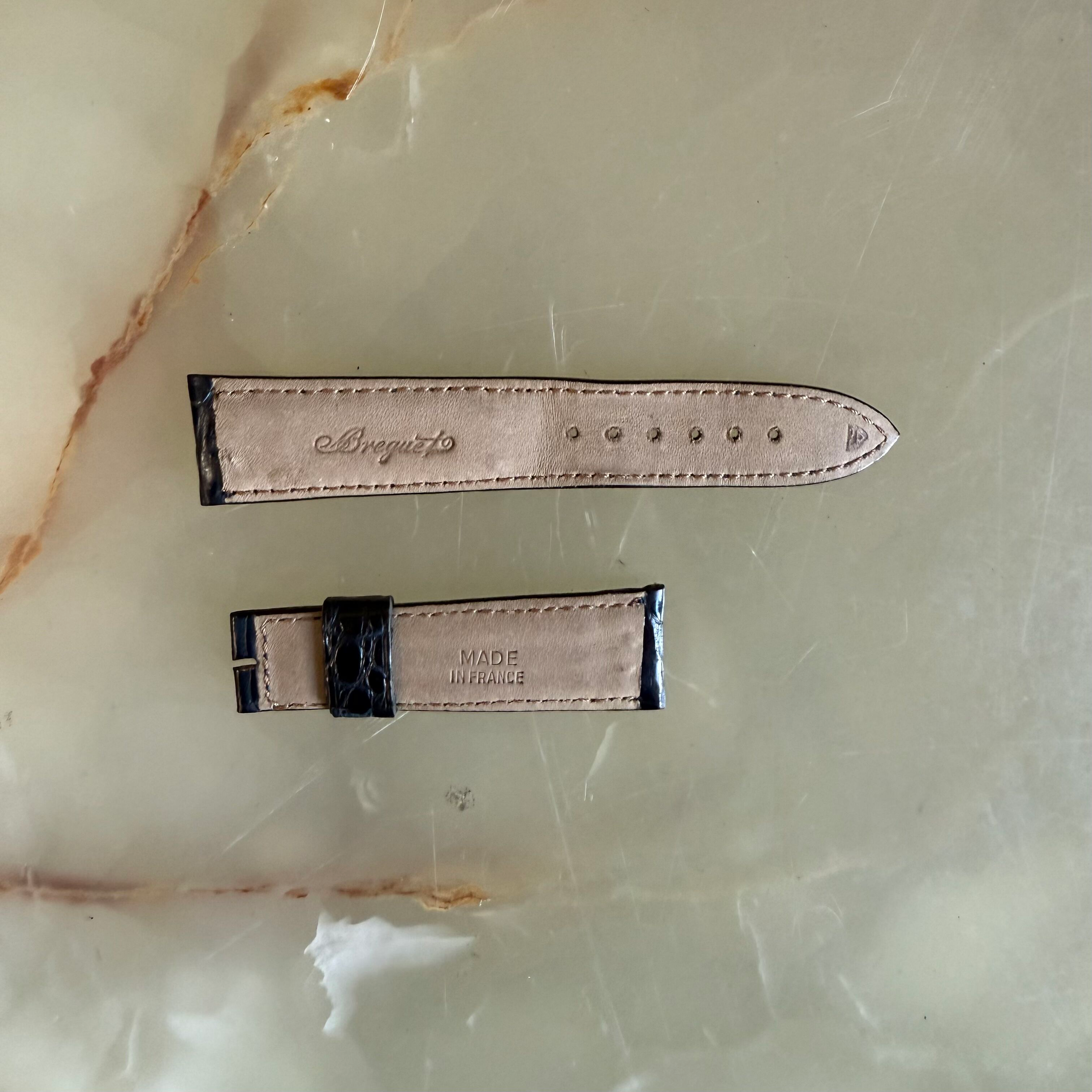 Authentic Breguet Blue Crocodile Watch Strap Band 19mm Padded & Stitched