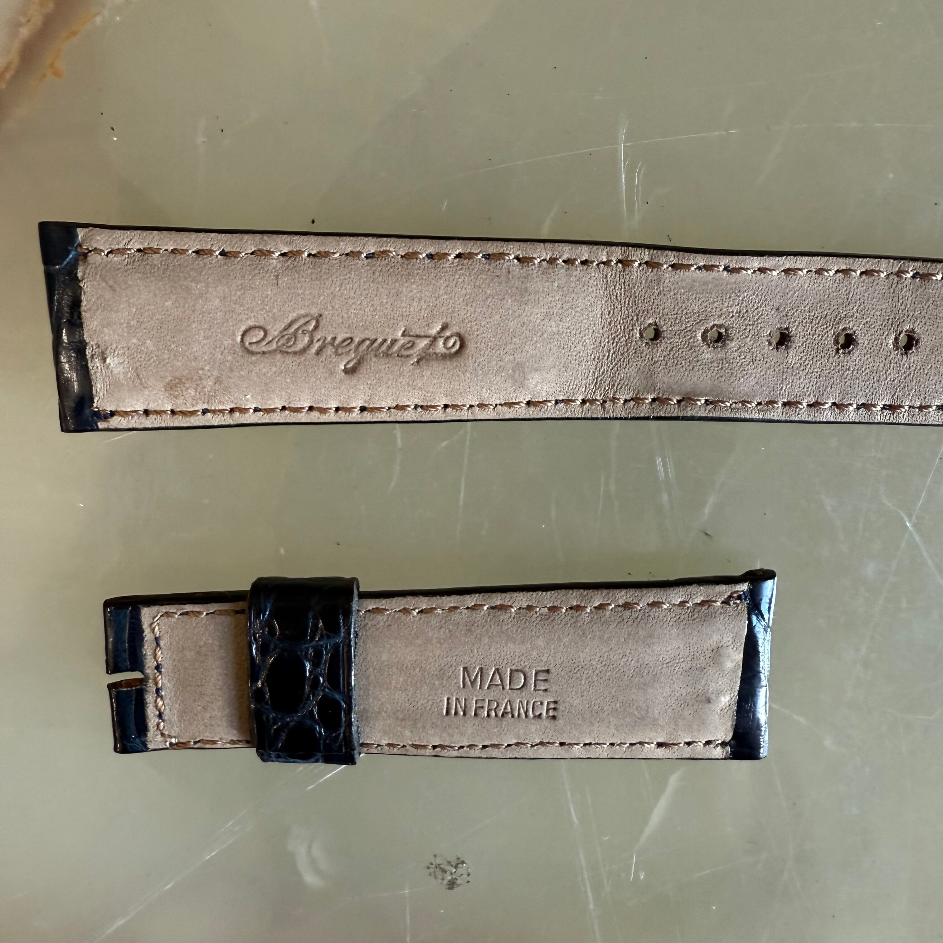Authentic Breguet Blue Crocodile Watch Strap Band 19mm Padded & Stitched