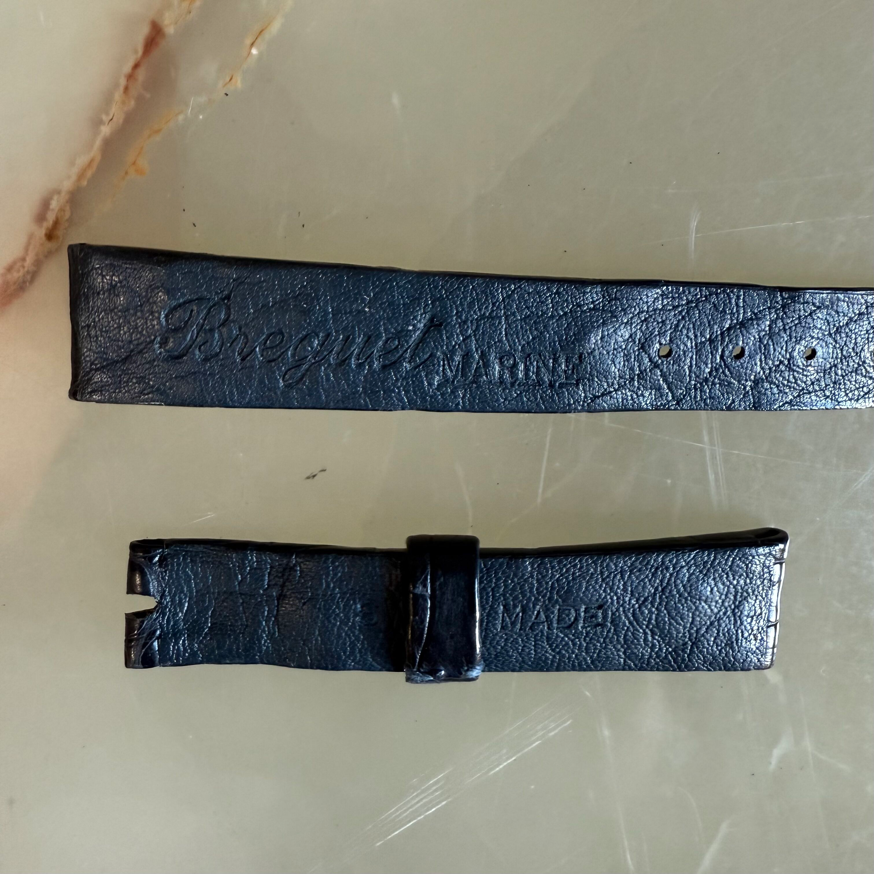 Authentic Breguet Blue Crocodile Watch Strap Band 14.5mm Padded & Stitched