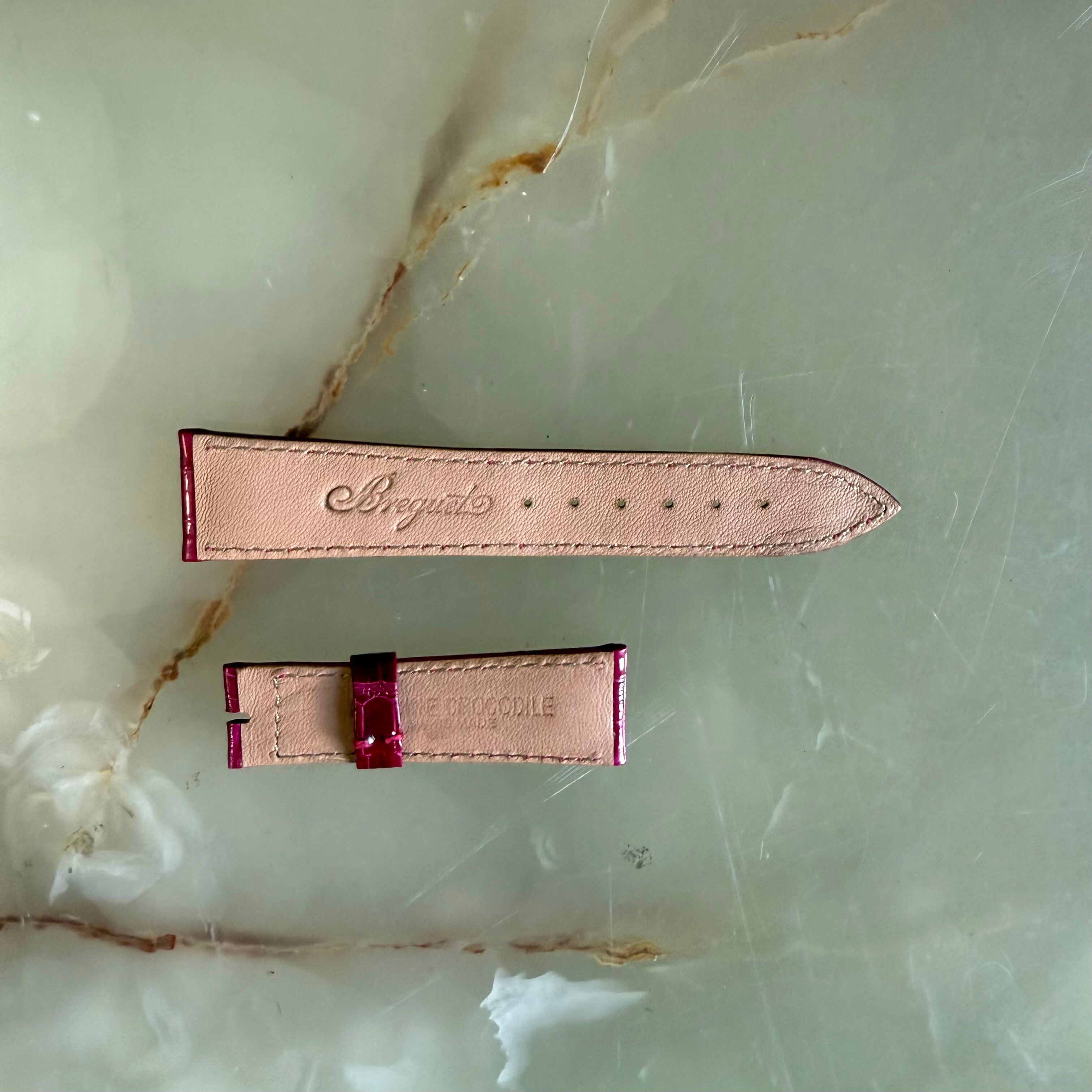 Authentic Breguet Pink Crocodile Watch Strap Band 19.5mm Padded & Stitched