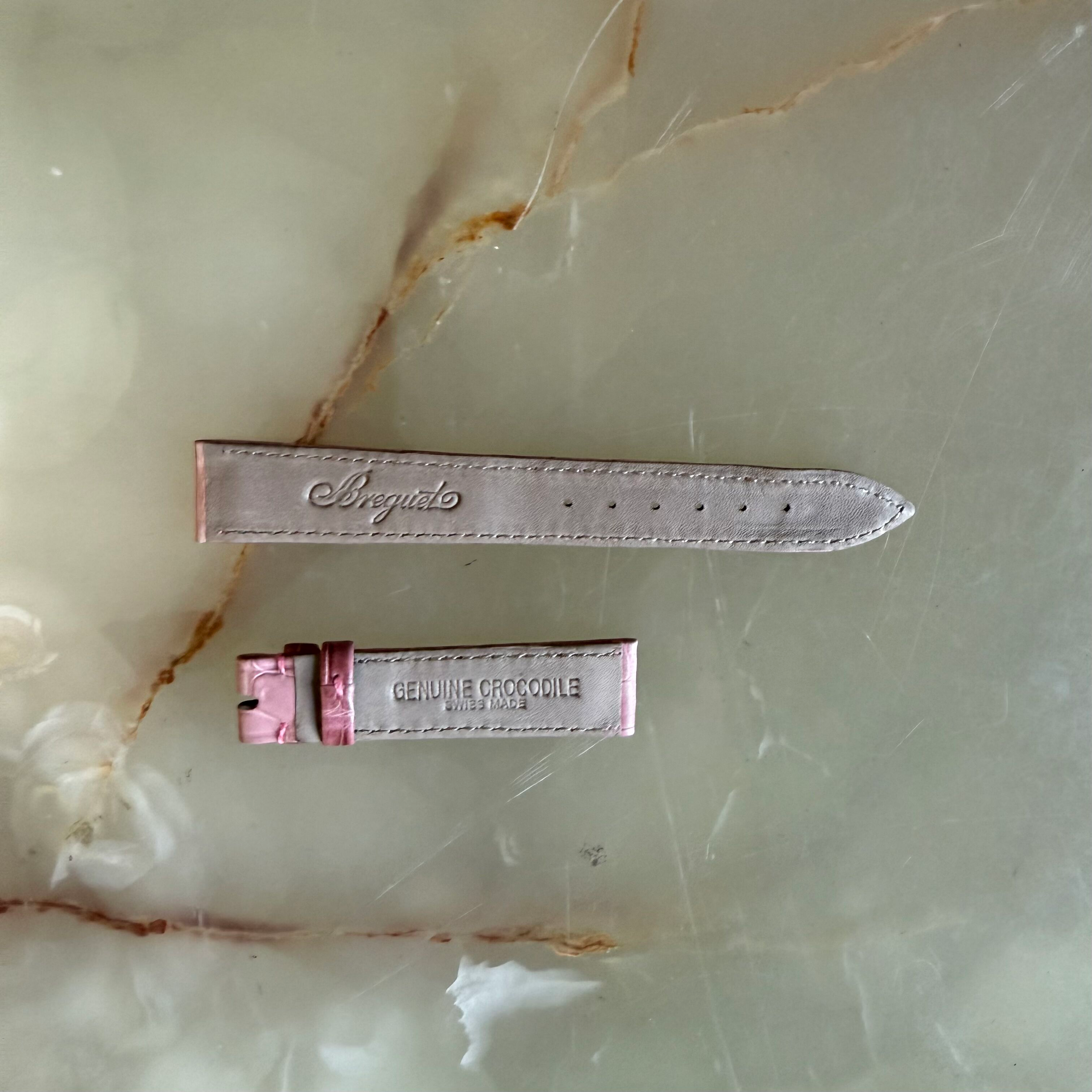 Authentic Breguet Pink Crocodile Watch Strap Band 16.5mm Padded & Stitched