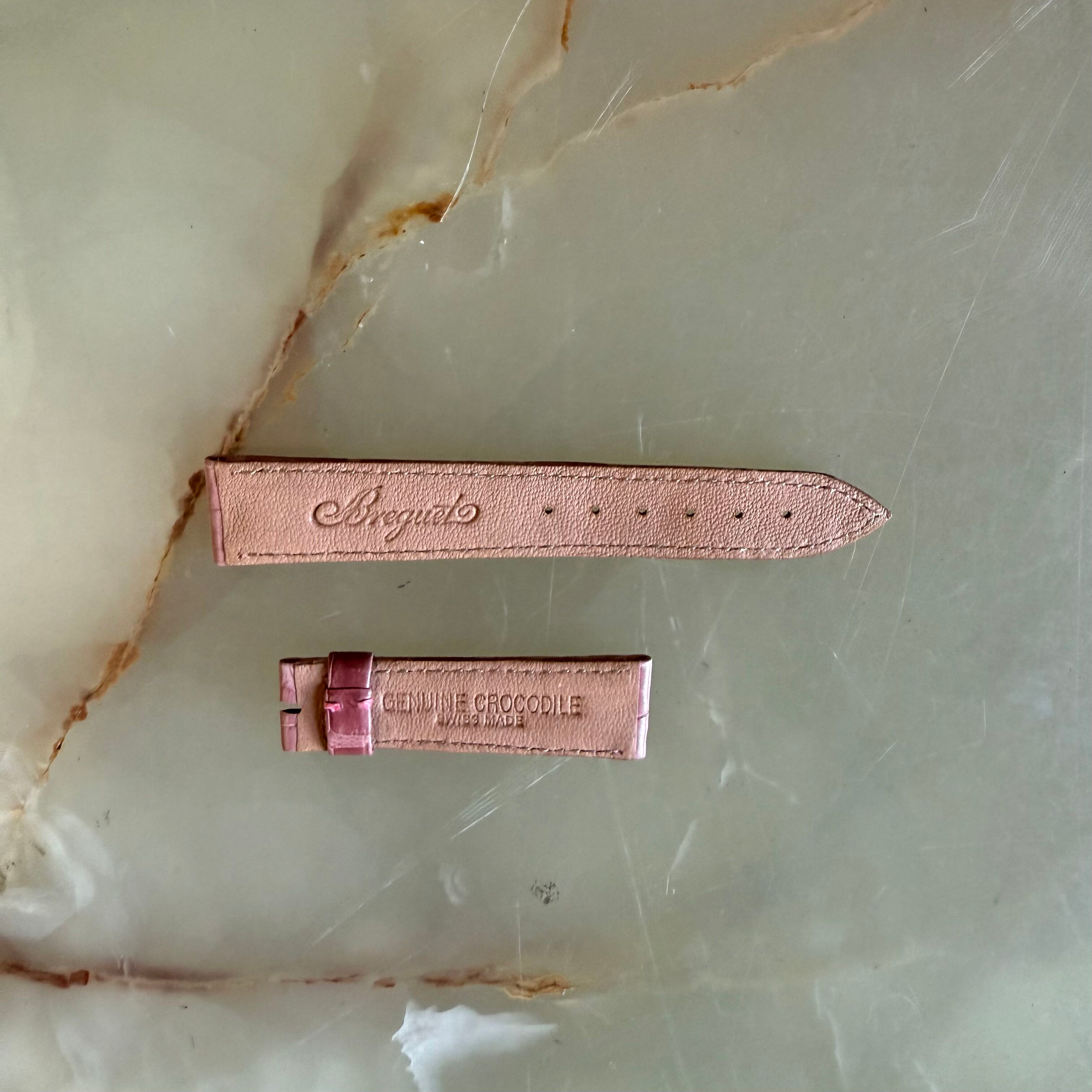 Authentic Breguet Pink Crocodile Watch Strap Band 16.5mm Padded & Stitched