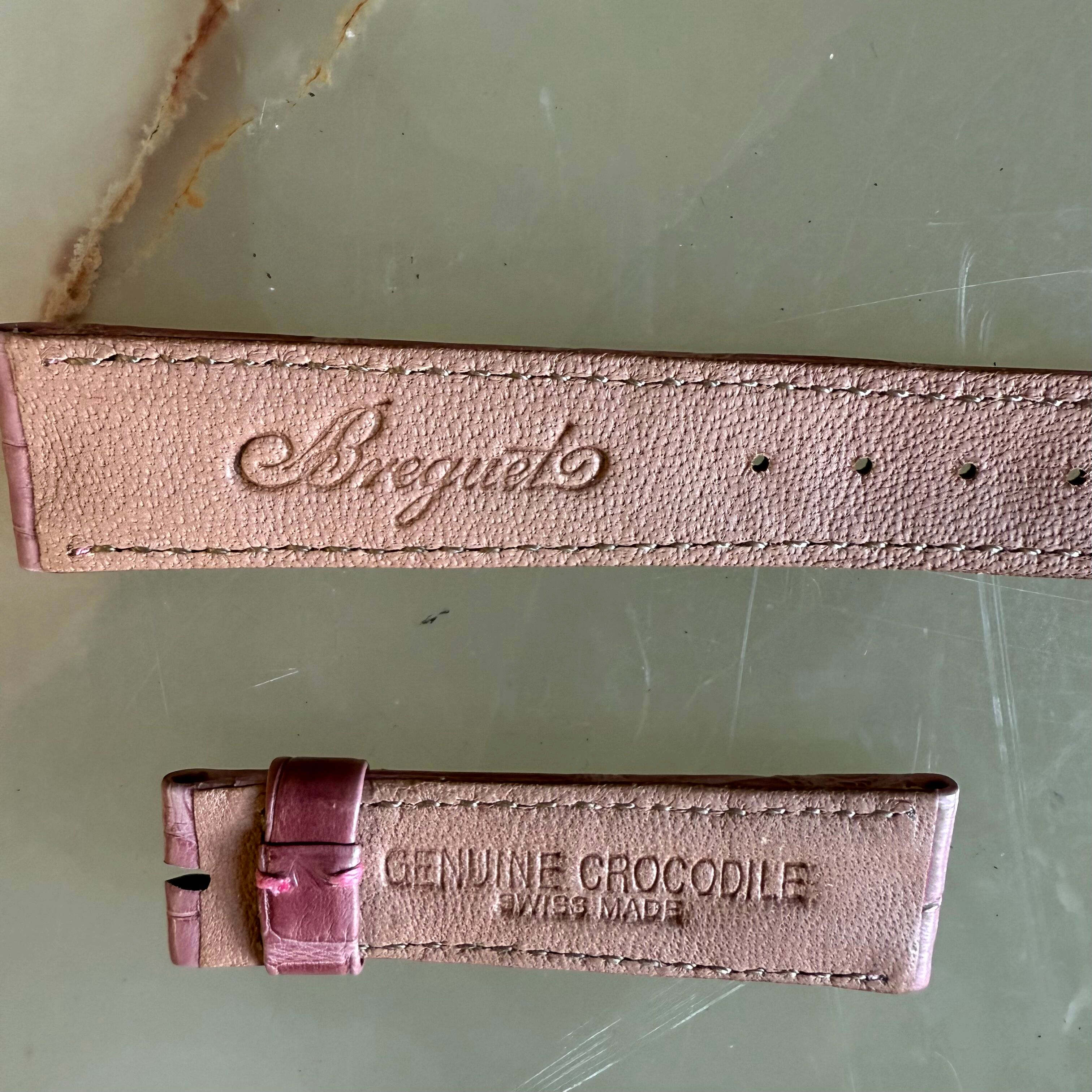 Authentic Breguet Pink Crocodile Watch Strap Band 16.5mm Padded & Stitched