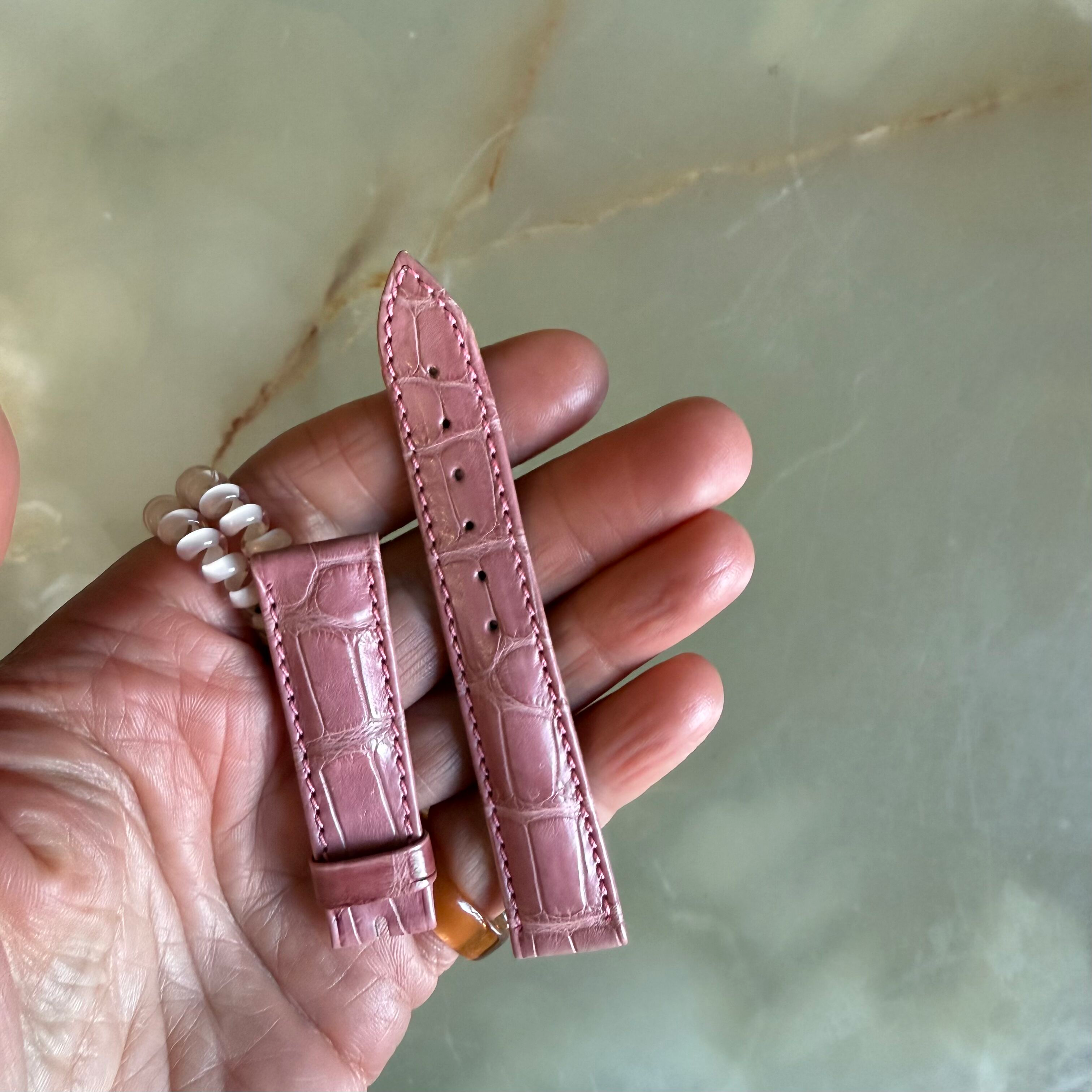 Authentic Breguet Pink Crocodile Watch Strap Band 16.5mm Padded & Stitched