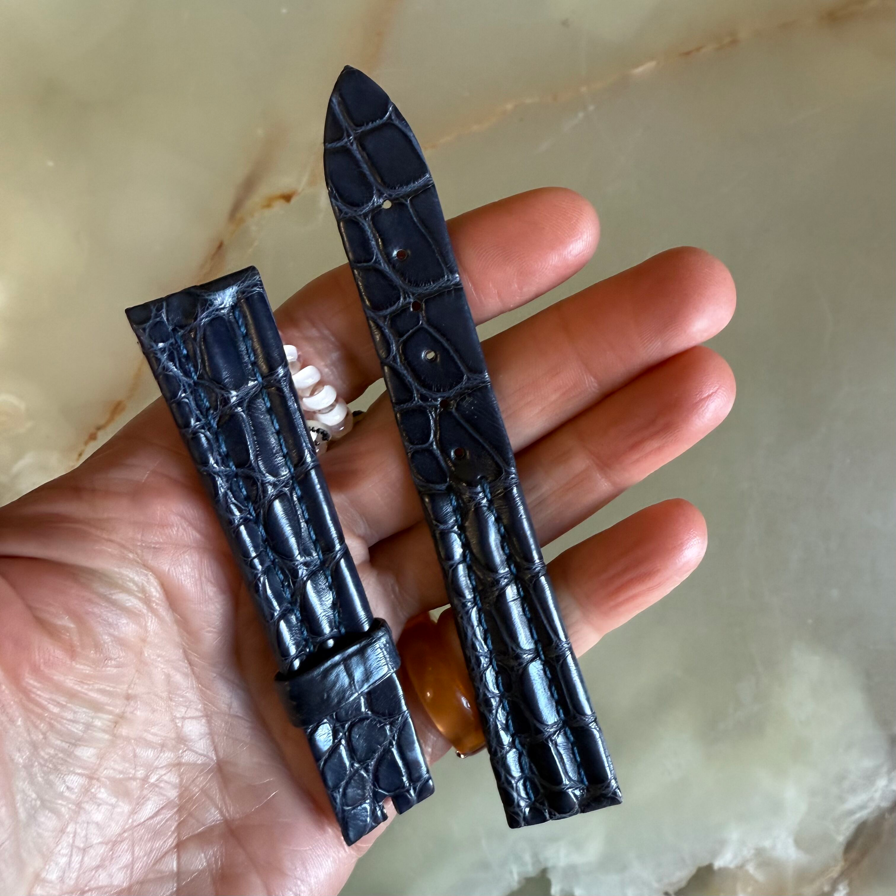 Authentic Breguet Blue Crocodile Watch Strap Band 19mm Padded & Stitched