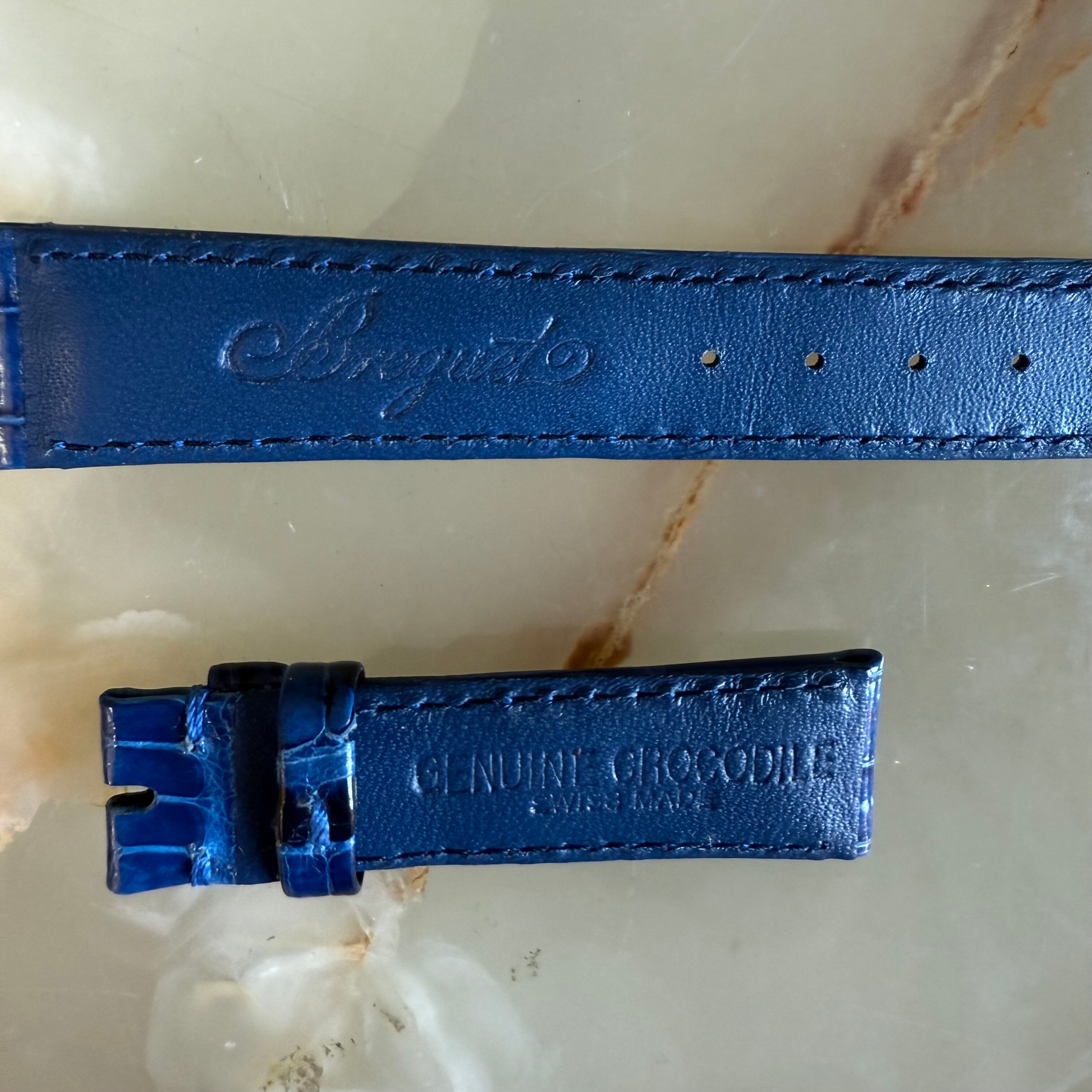 Authentic Breguet Blue Crocodile Watch Strap Band 16.5mm Padded & Stitched
