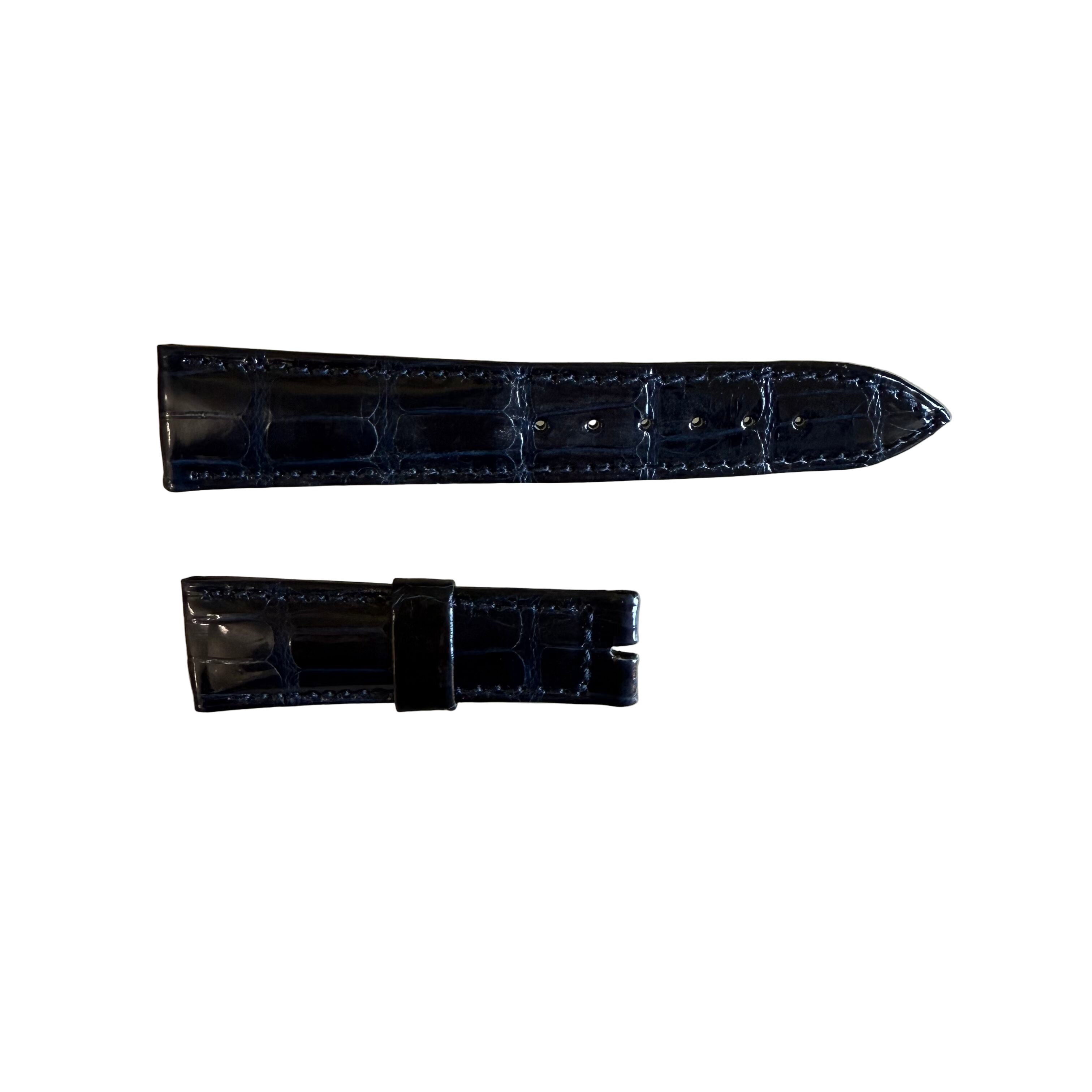 Authentic Breguet Blue Shiny Crocodile Watch Strap Band 19mm Padded & Stitched