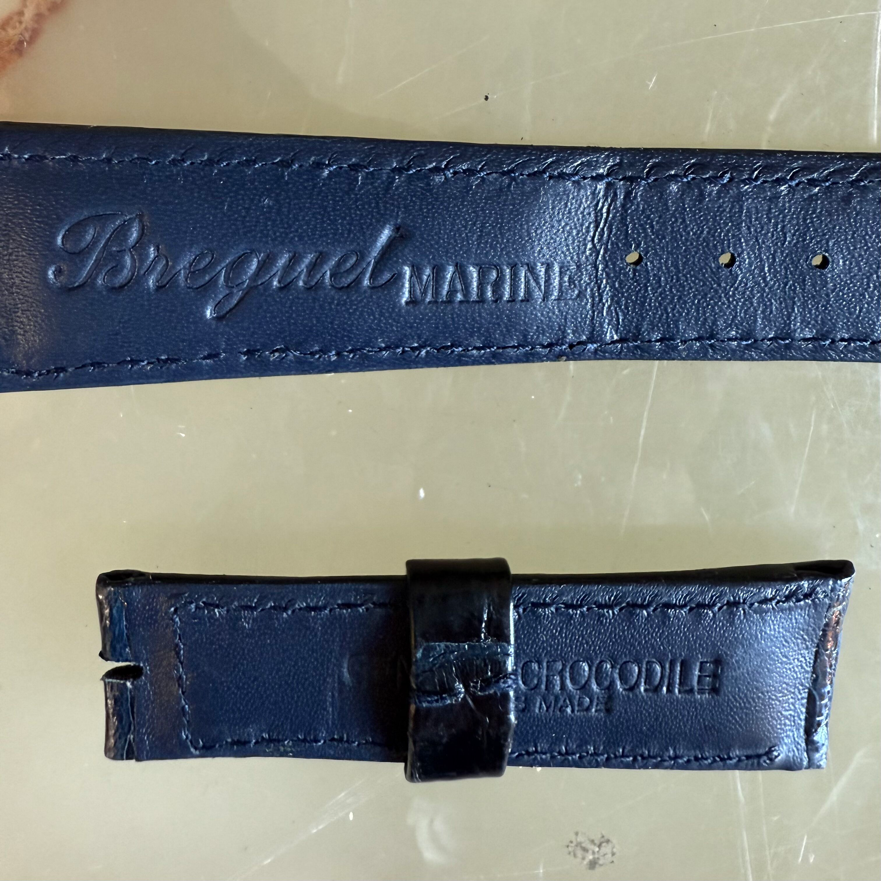 Authentic Breguet Blue Shiny Crocodile Watch Strap Band 19mm Padded & Stitched