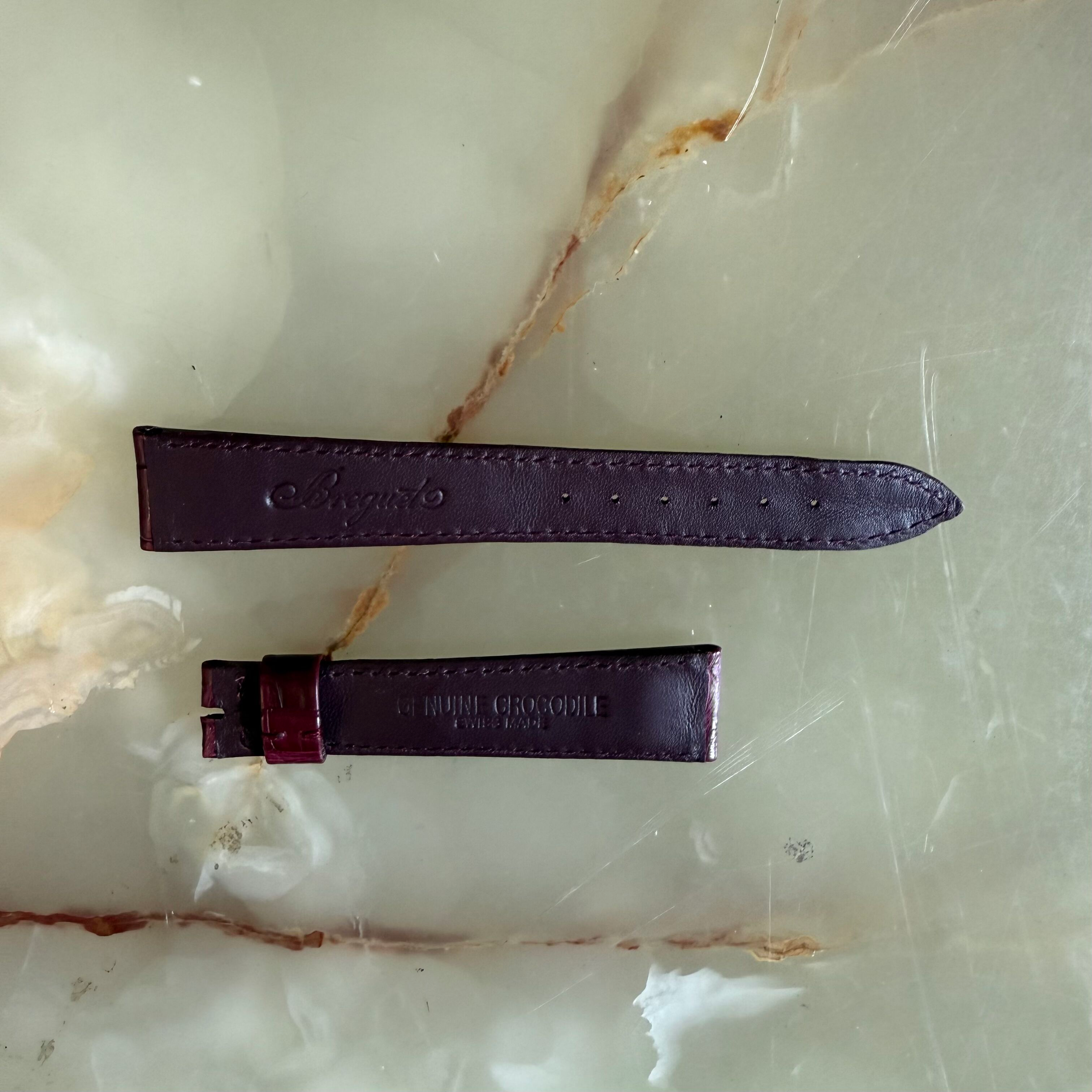 Authentic Breguet Burgundy Crocodile Watch Strap Band 17.5mm Padded & Stitched
