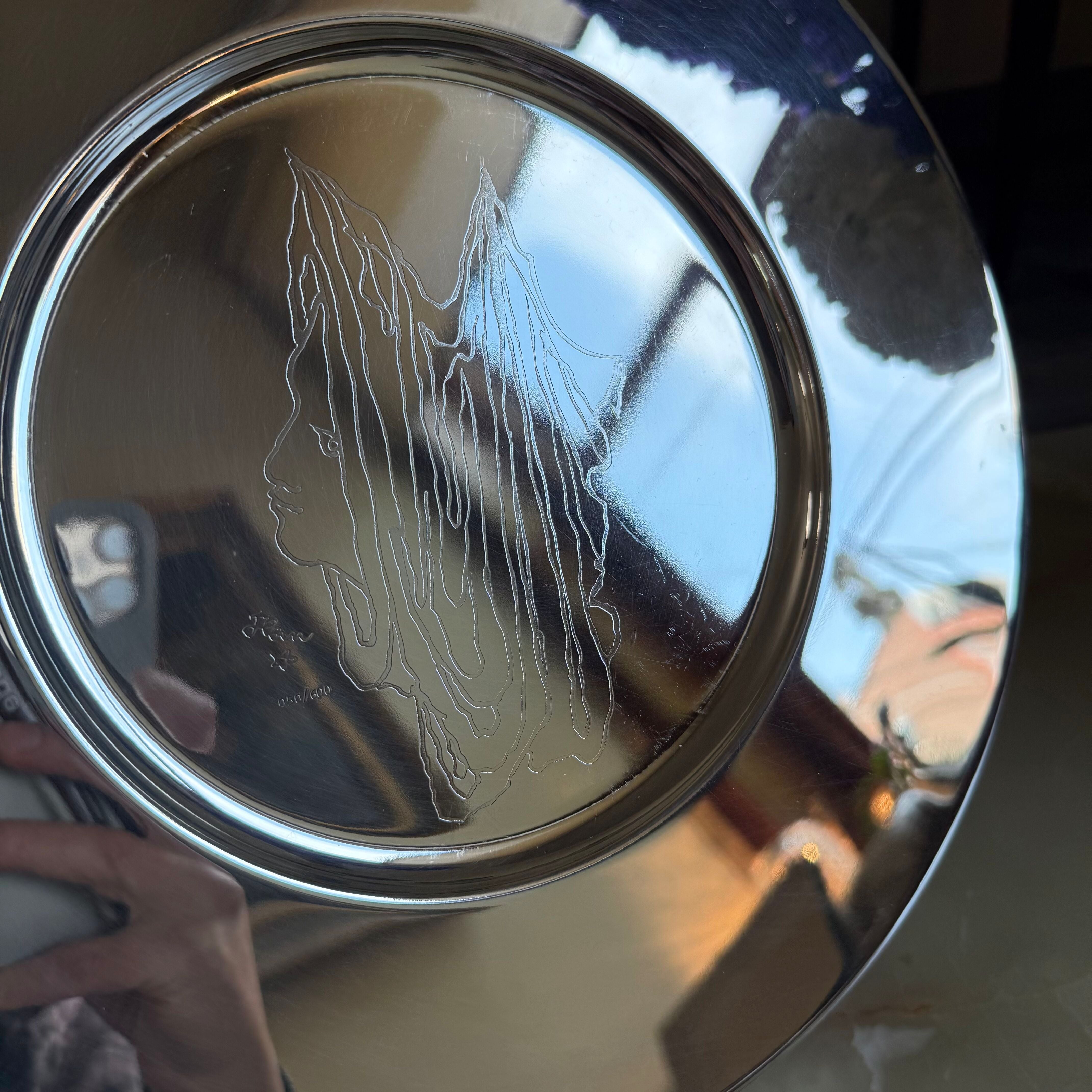 Christofle Eurydice Silver Plated Engraved Underplate Round Tray 3229500