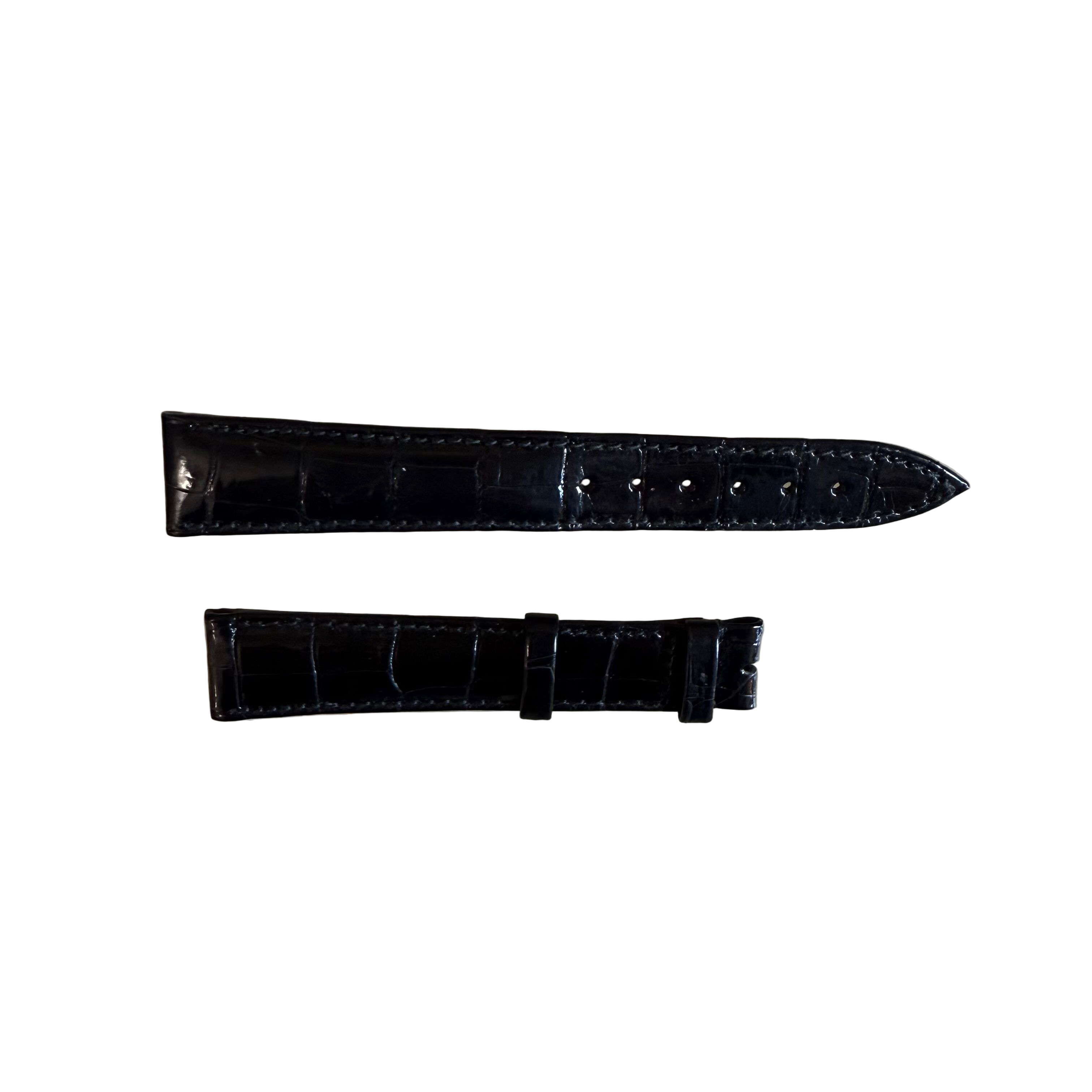 Authentic Breguet Black Shiny Crocodile Watch Strap Band 18.5mm Padded & Stitched