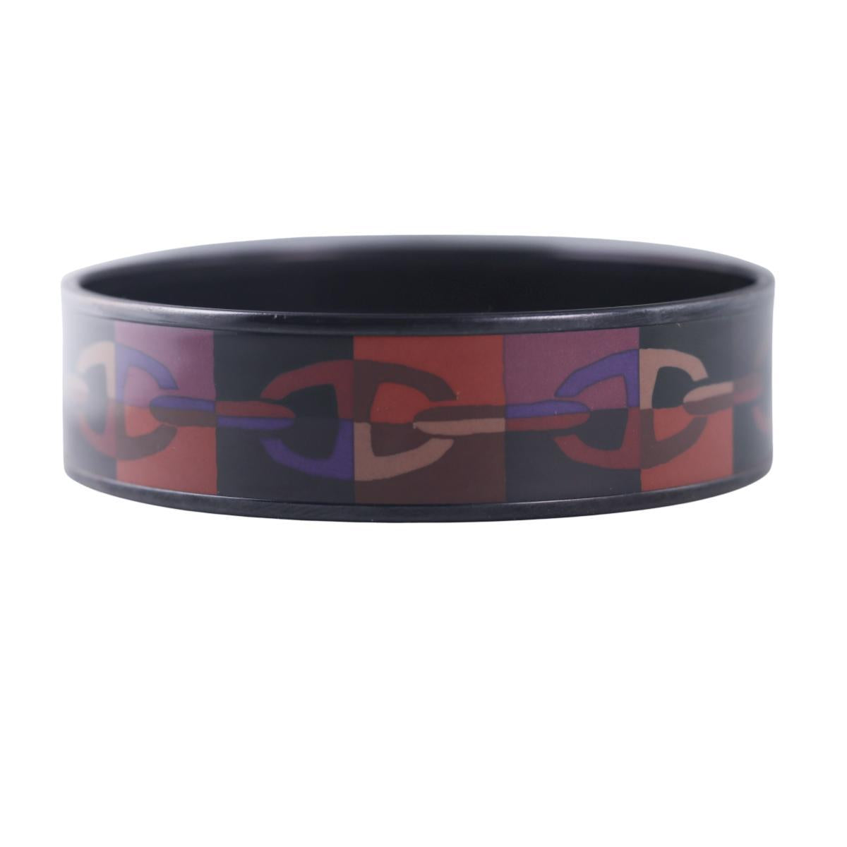Hermes Enamel Printed Optique Chaine D'Ancre Wide Bracelet