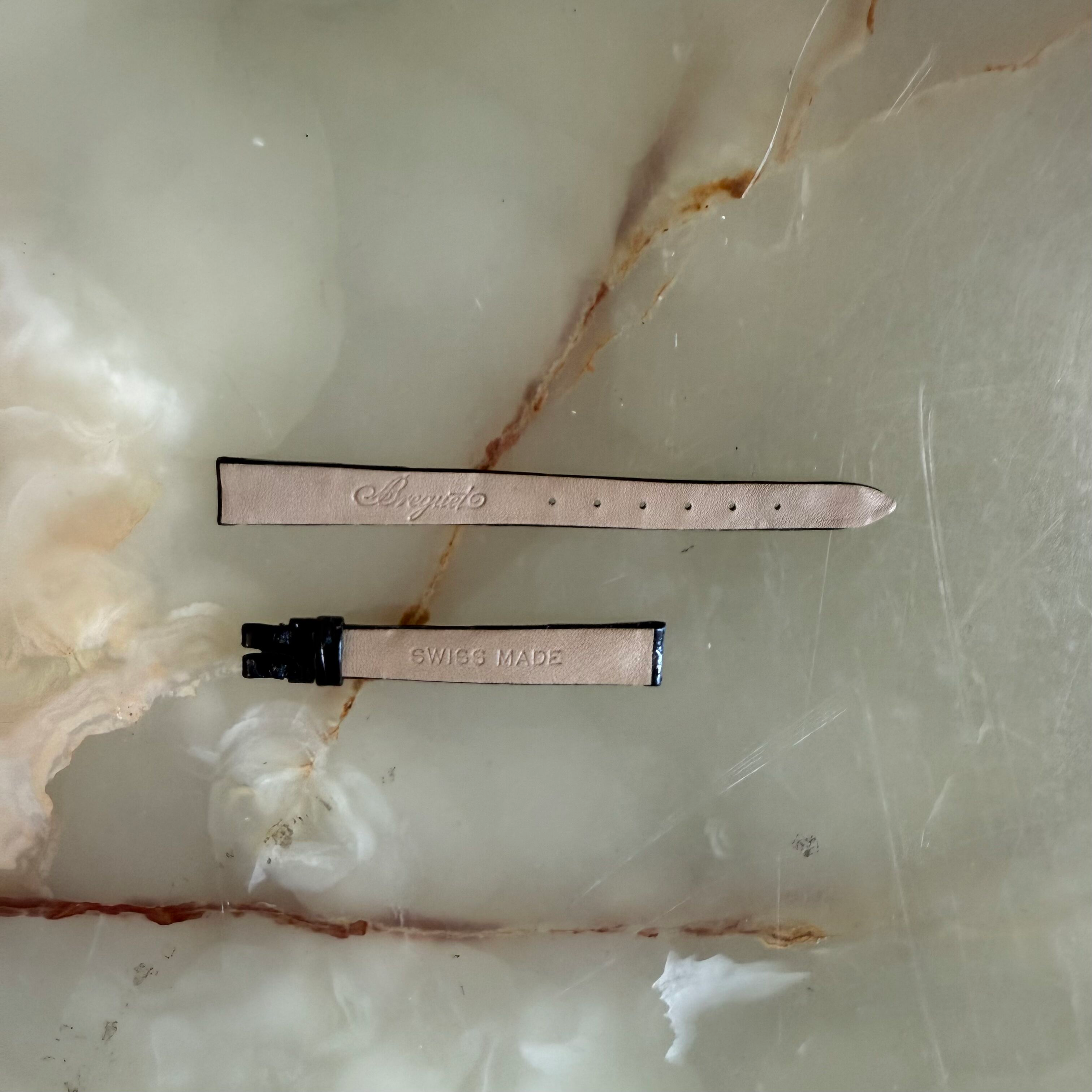 Authentic Breguet Black Shiny Crocodile Watch Strap Band 10.5mm