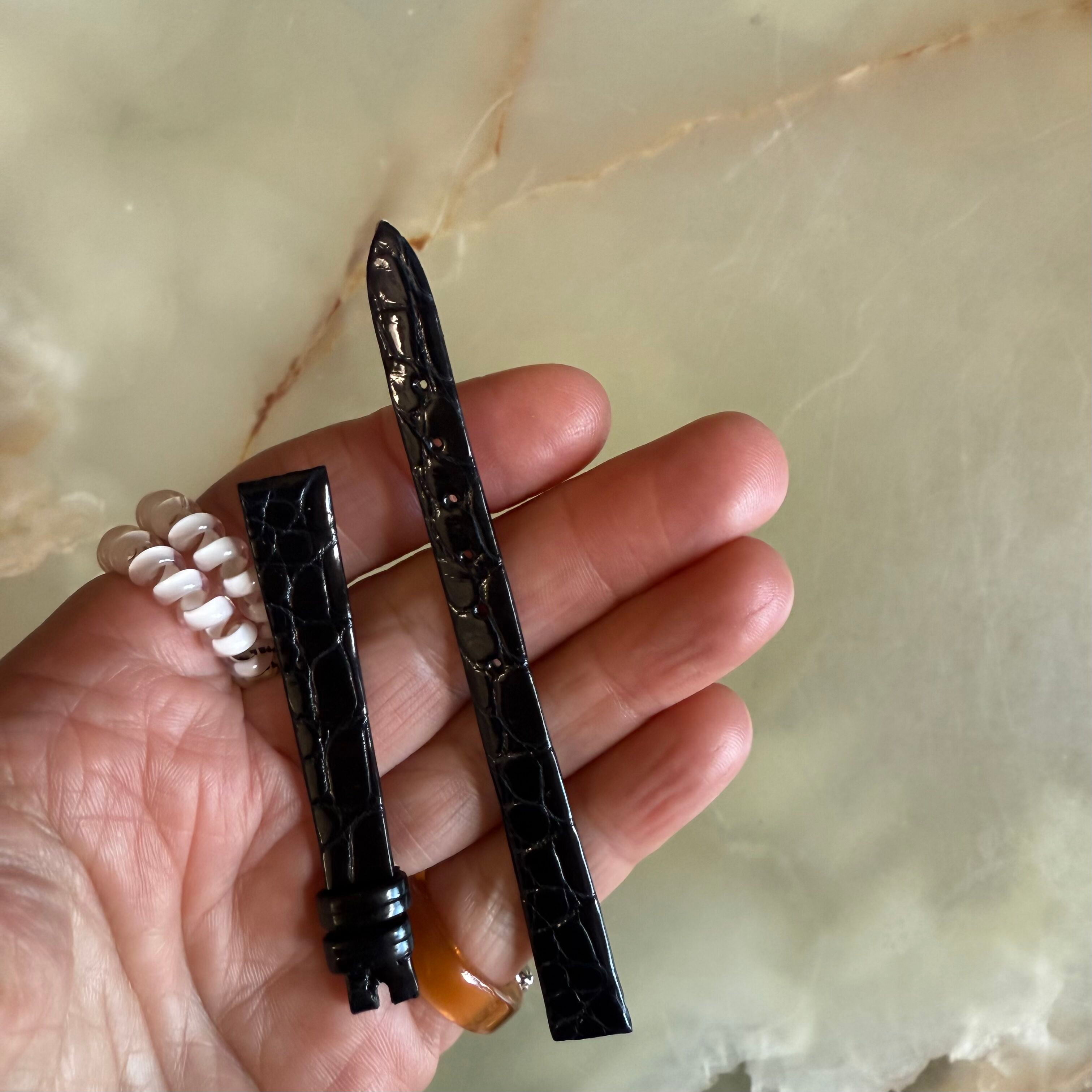 Authentic Breguet Black Shiny Crocodile Watch Strap Band 10.5mm