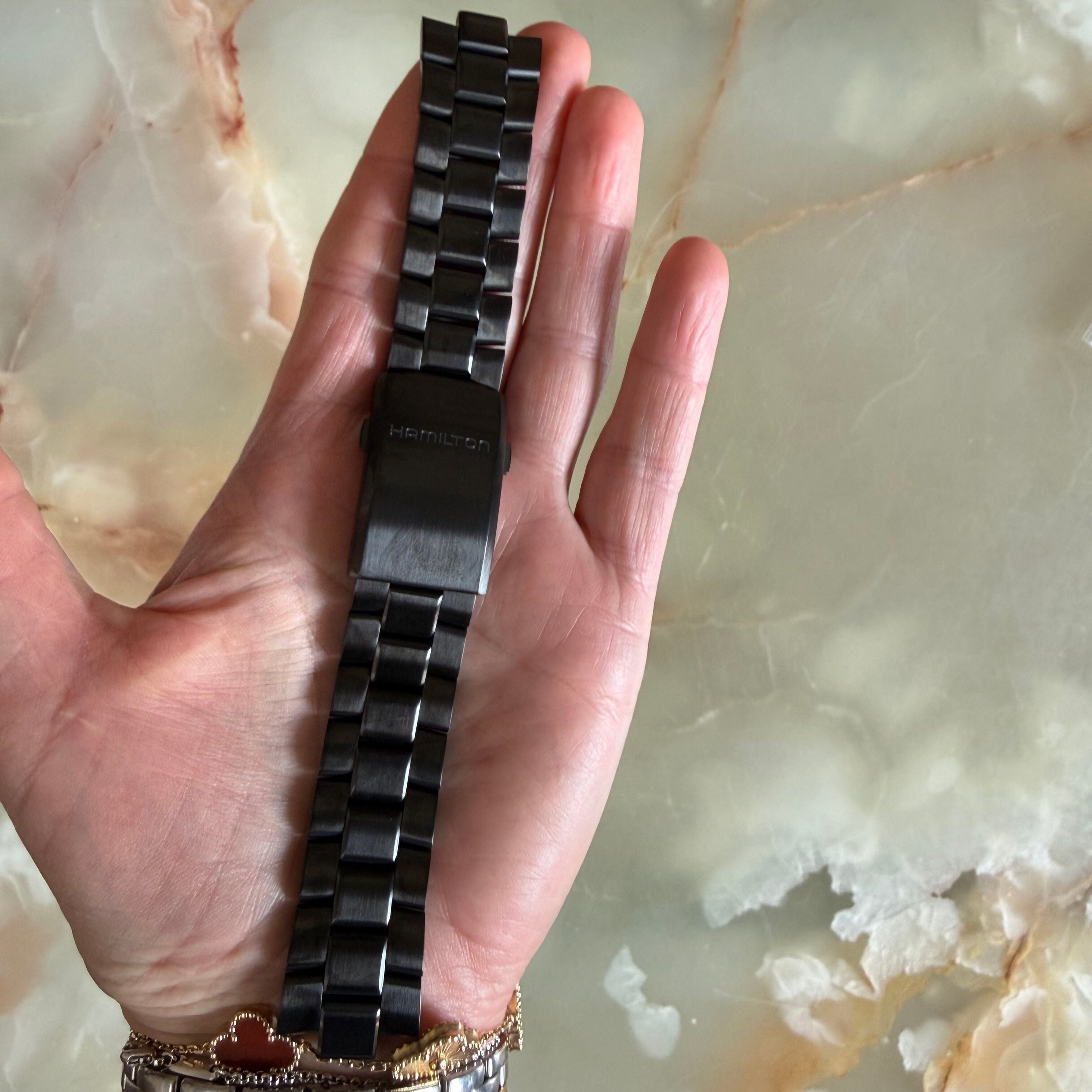 Authentic Hamilton Stainless Steel Black 22mm Watch Bracelet H605776103