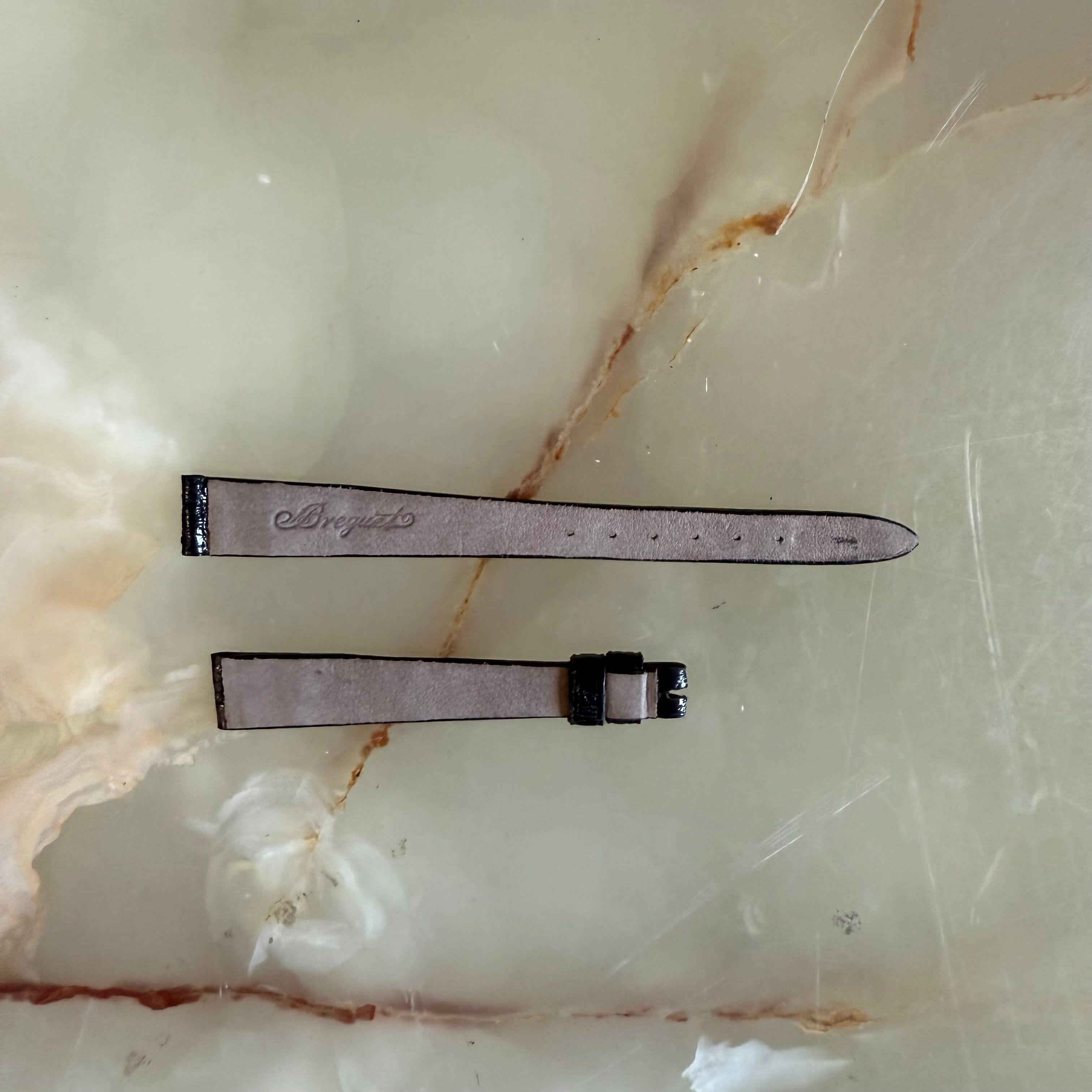 Authentic Breguet Black Shiny Crocodile Watch Strap Band 11.5mm