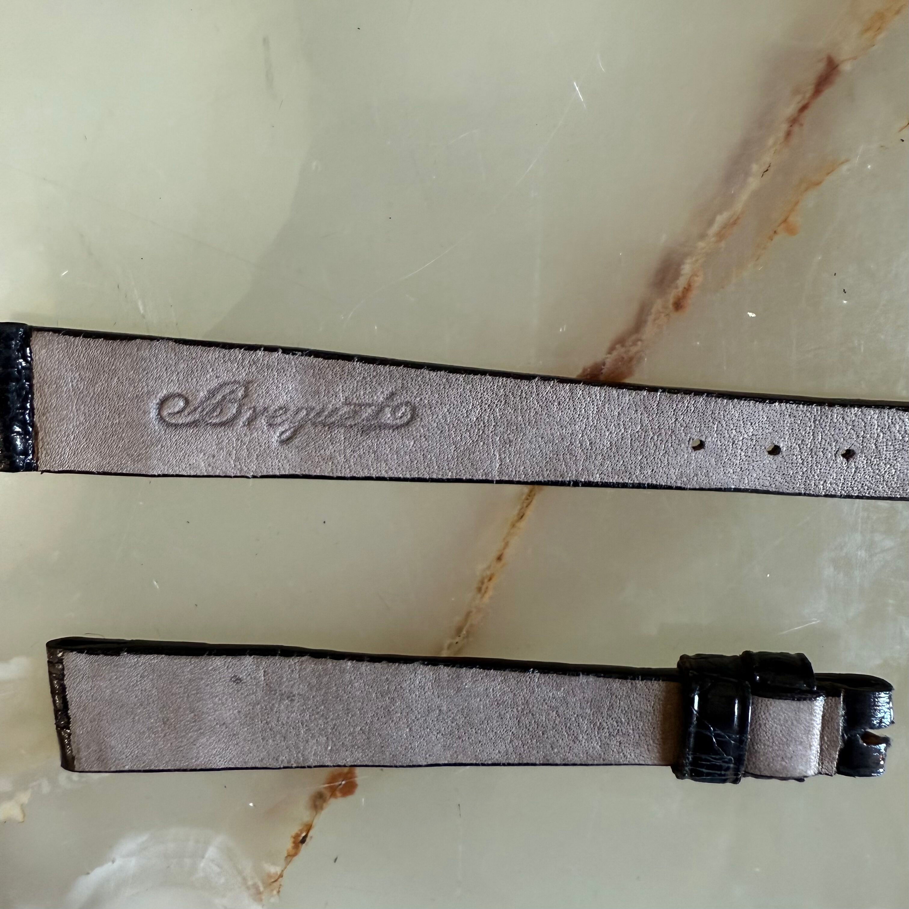 Authentic Breguet Black Shiny Crocodile Watch Strap Band 11.5mm