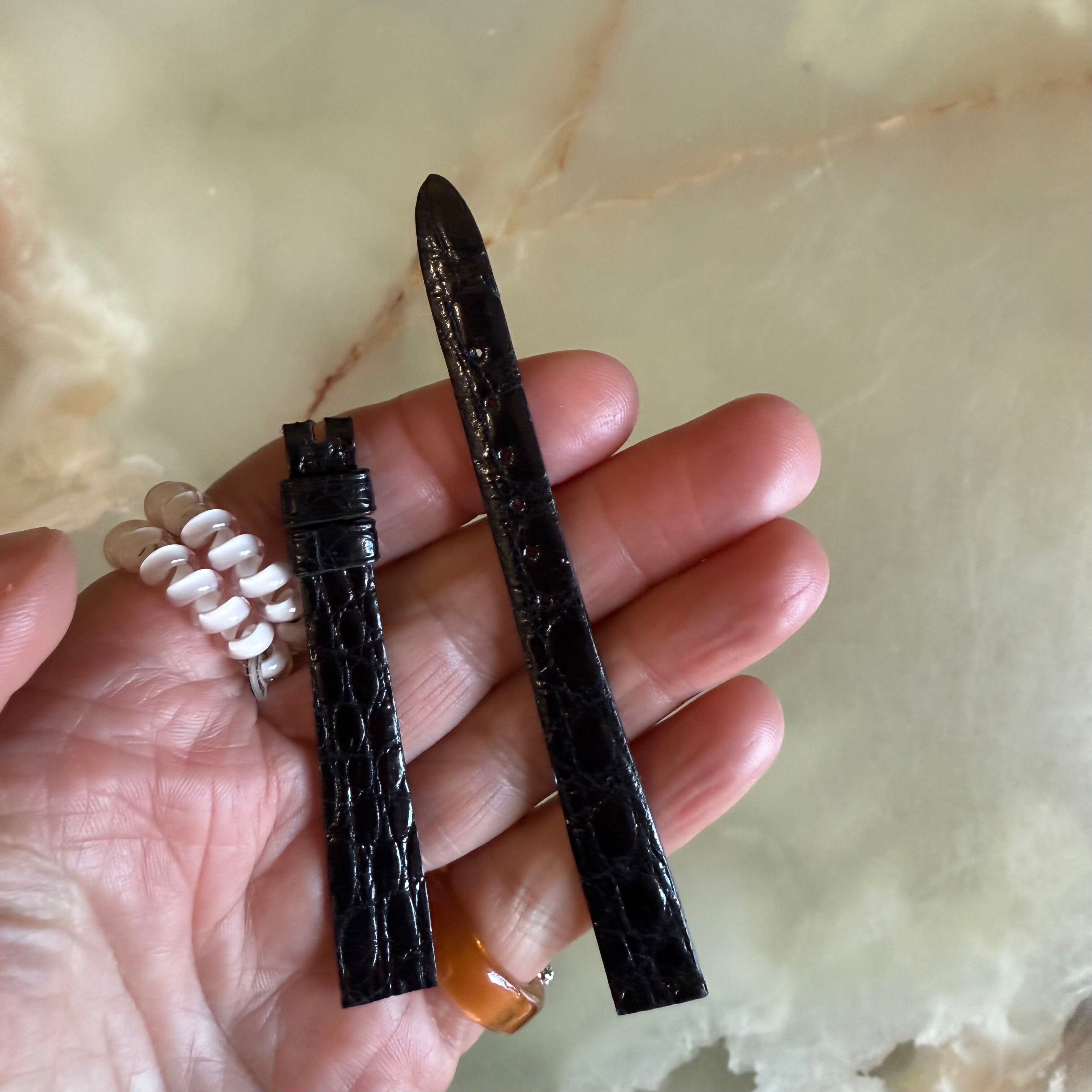 Authentic Breguet Black Shiny Crocodile Watch Strap Band 11.5mm