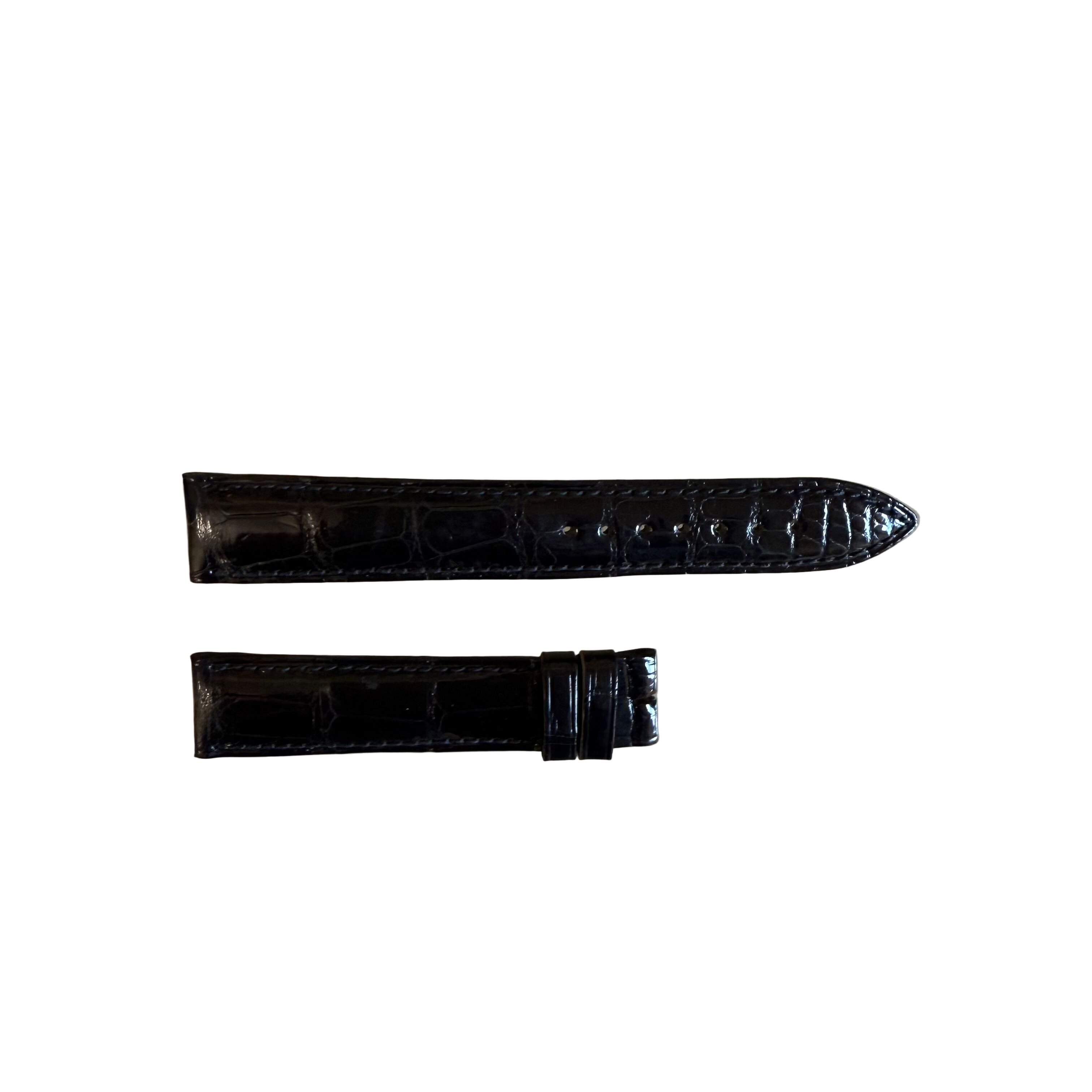 Authentic Breguet Black Shiny Crocodile Watch Strap Band 17.5mm Padded & Stitched