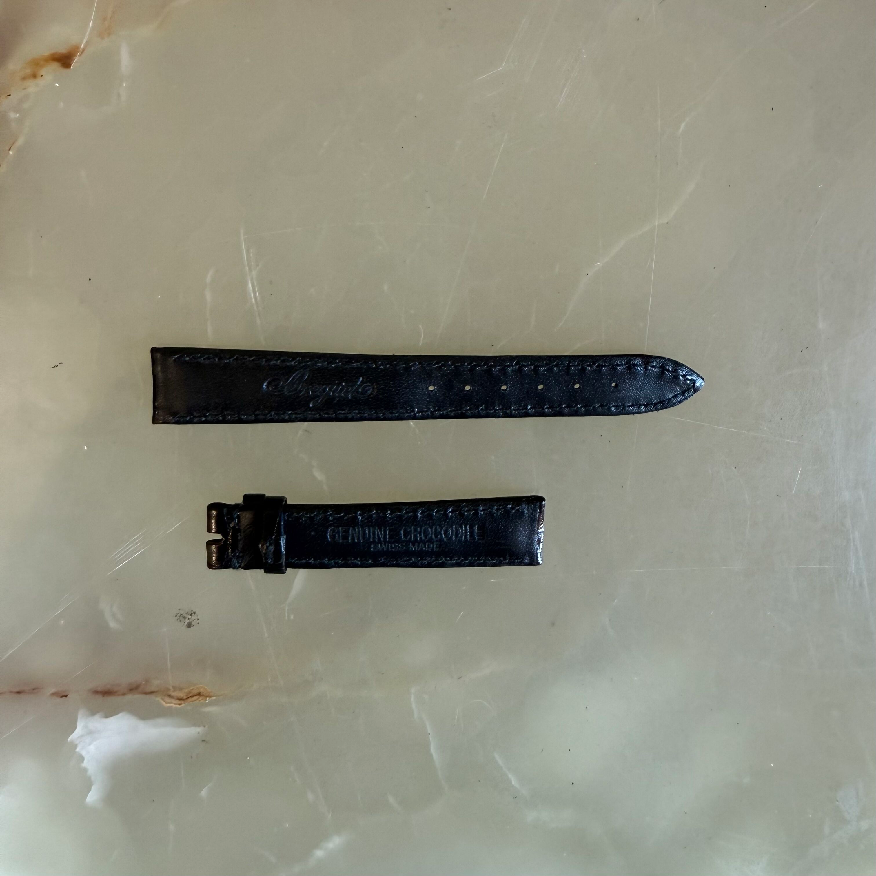 Authentic Breguet Black Crocodile Watch Strap Band 14.5mm Padded & Stitched