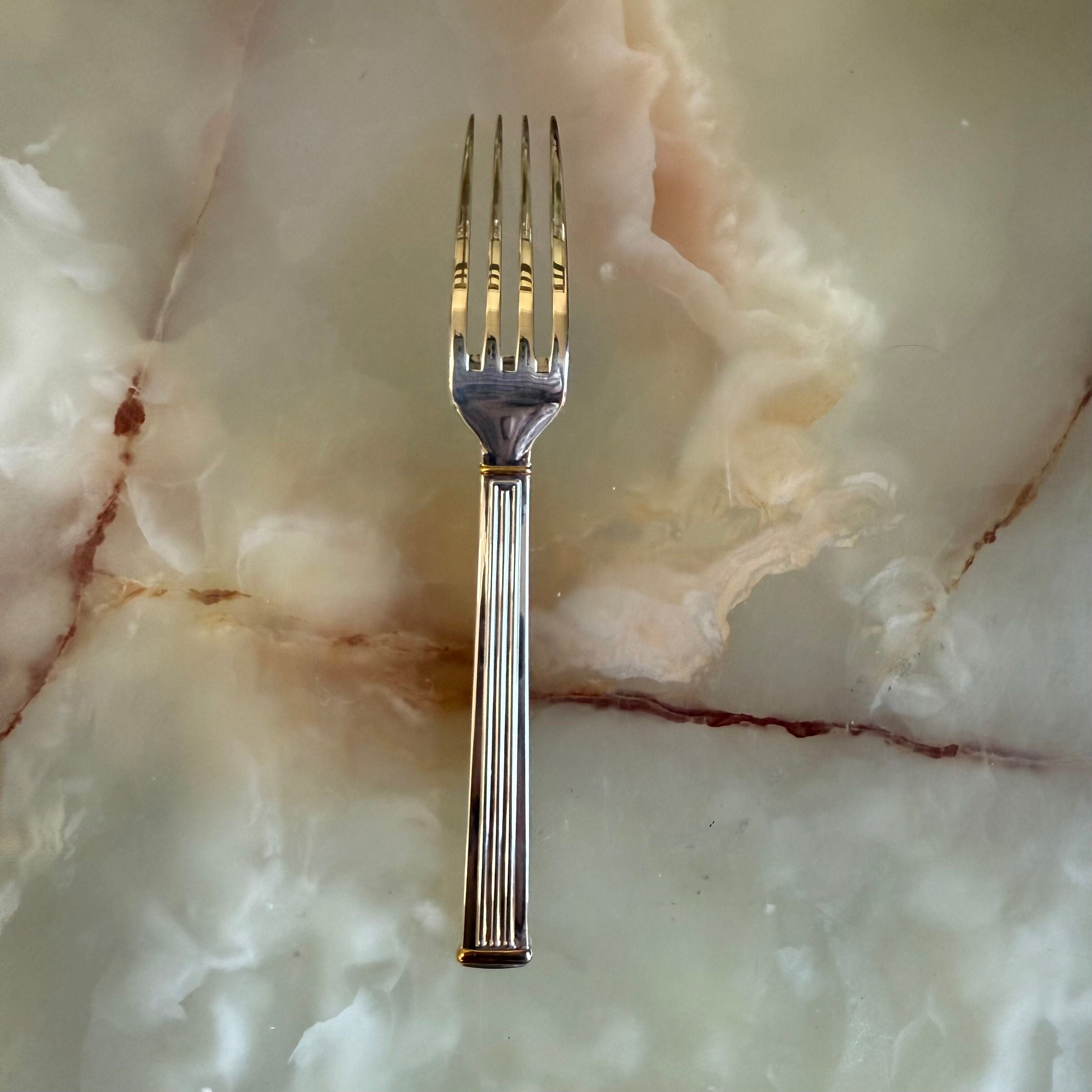 Christofle Triade Gold Rings Silver Plated Dessert Fork Set of 12 1036015