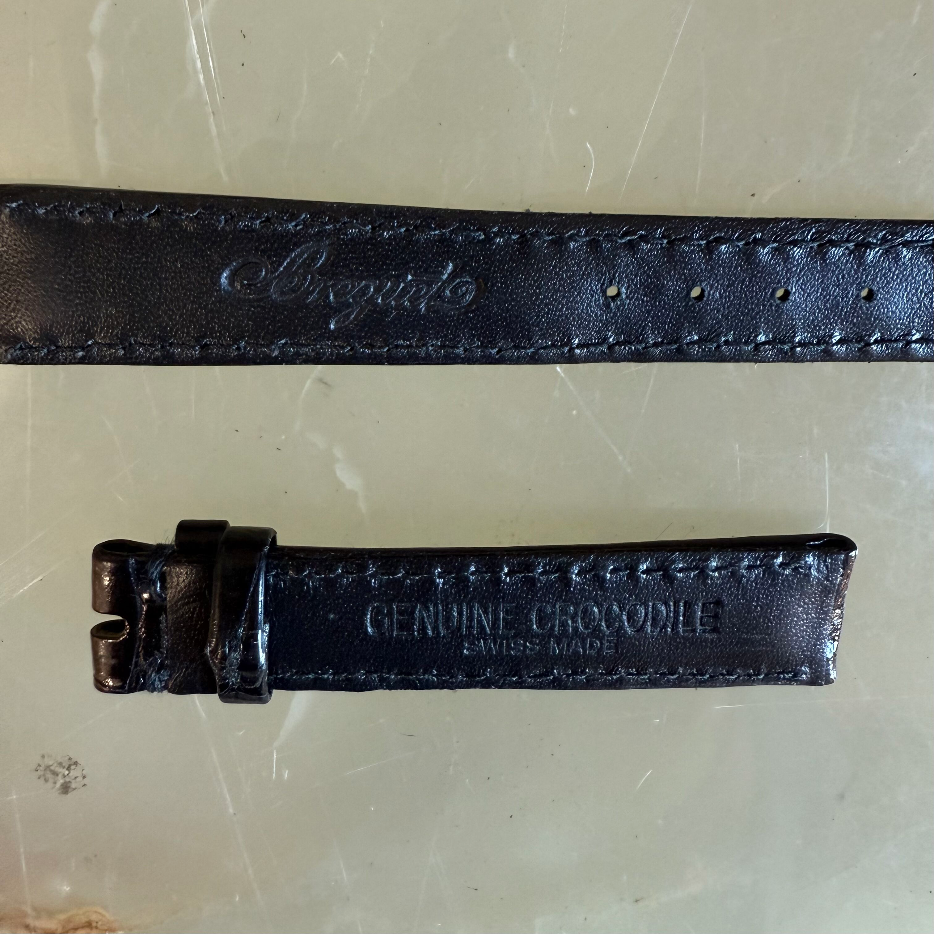 Authentic Breguet Black Crocodile Watch Strap Band 14.5mm Padded & Stitched