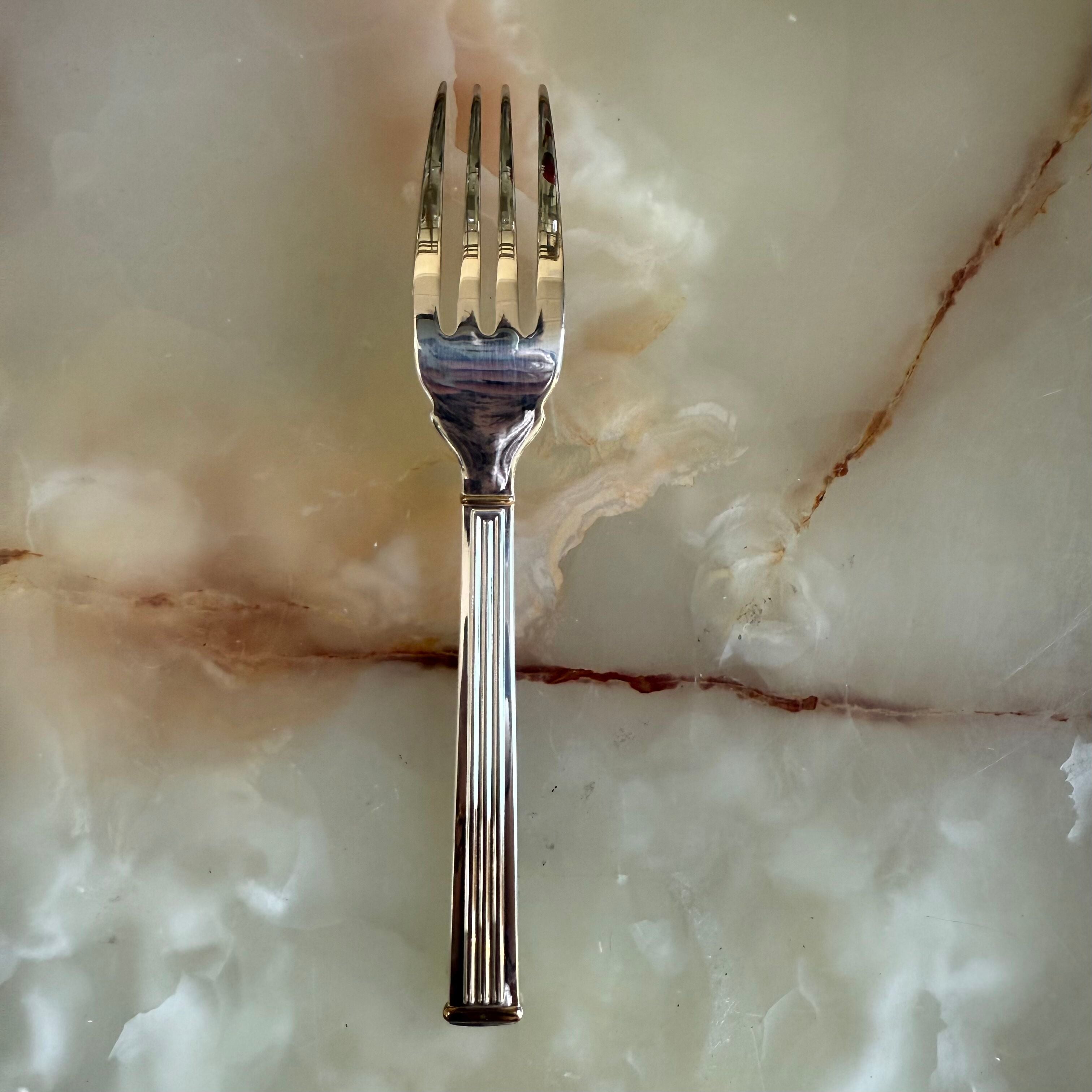 Christofle Triade Gold Rings Silver Plated Fish Fork Set of 12 1036021