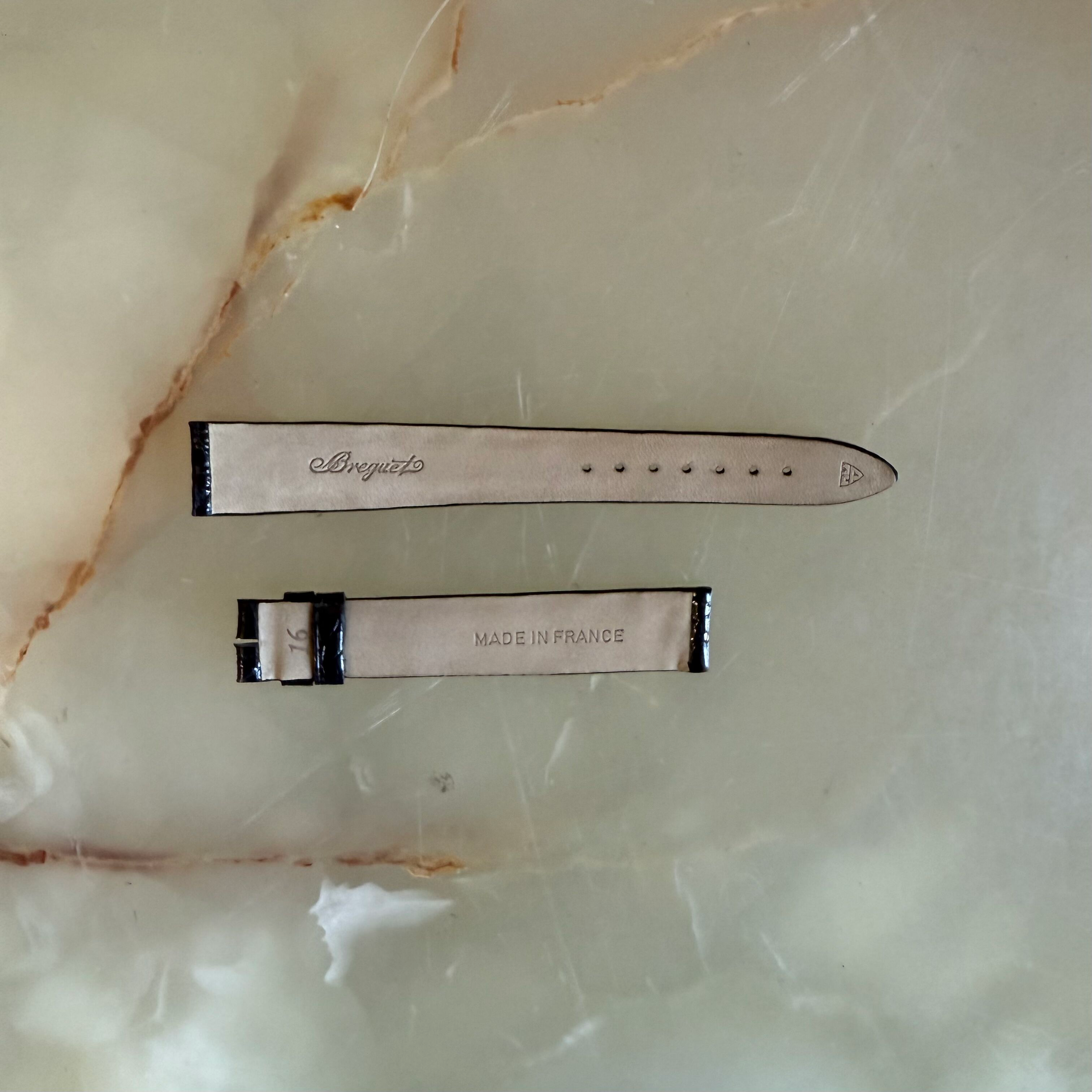 Authentic Breguet Black Shiny Crocodile Watch Strap Band 16mm