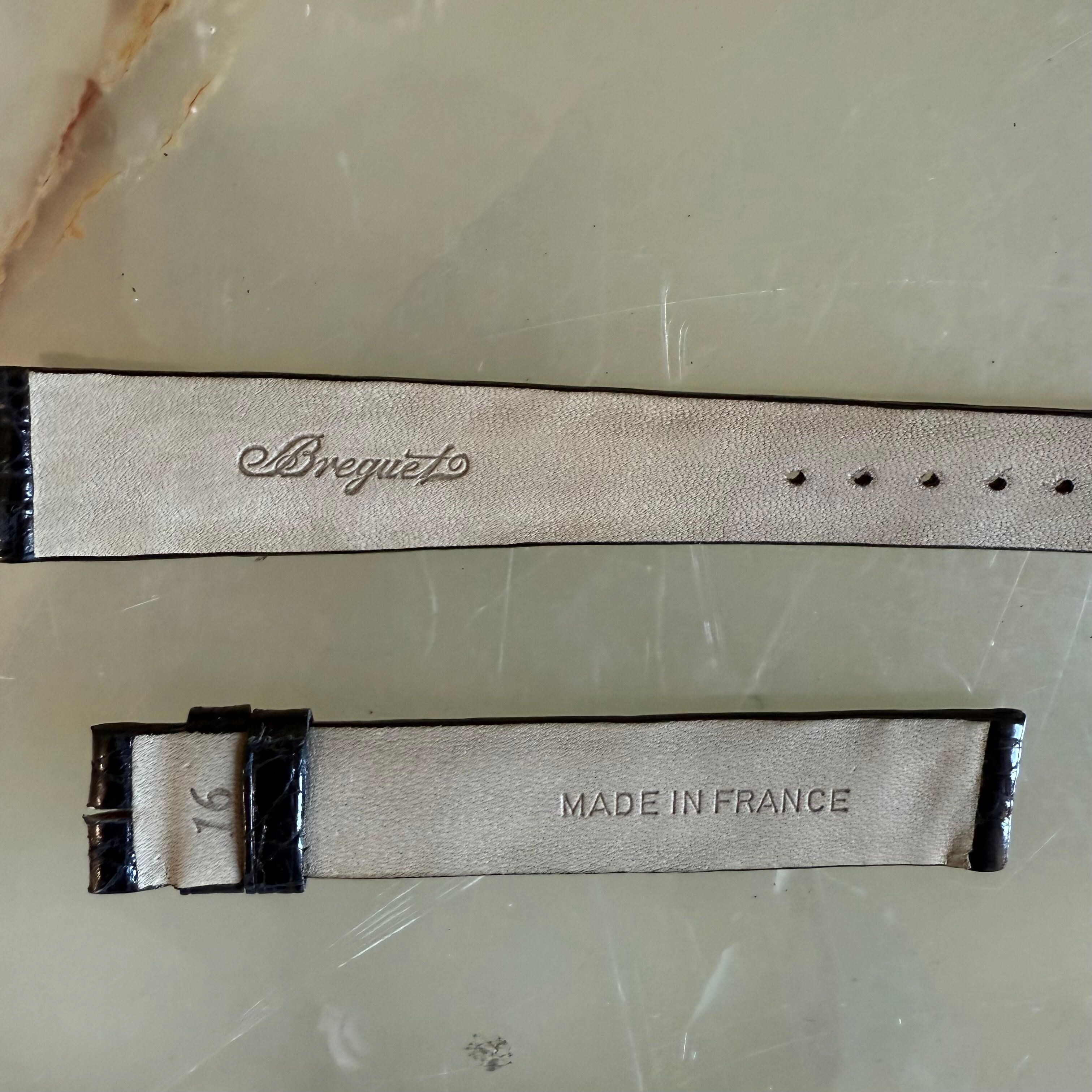Authentic Breguet Black Shiny Crocodile Watch Strap Band 16mm