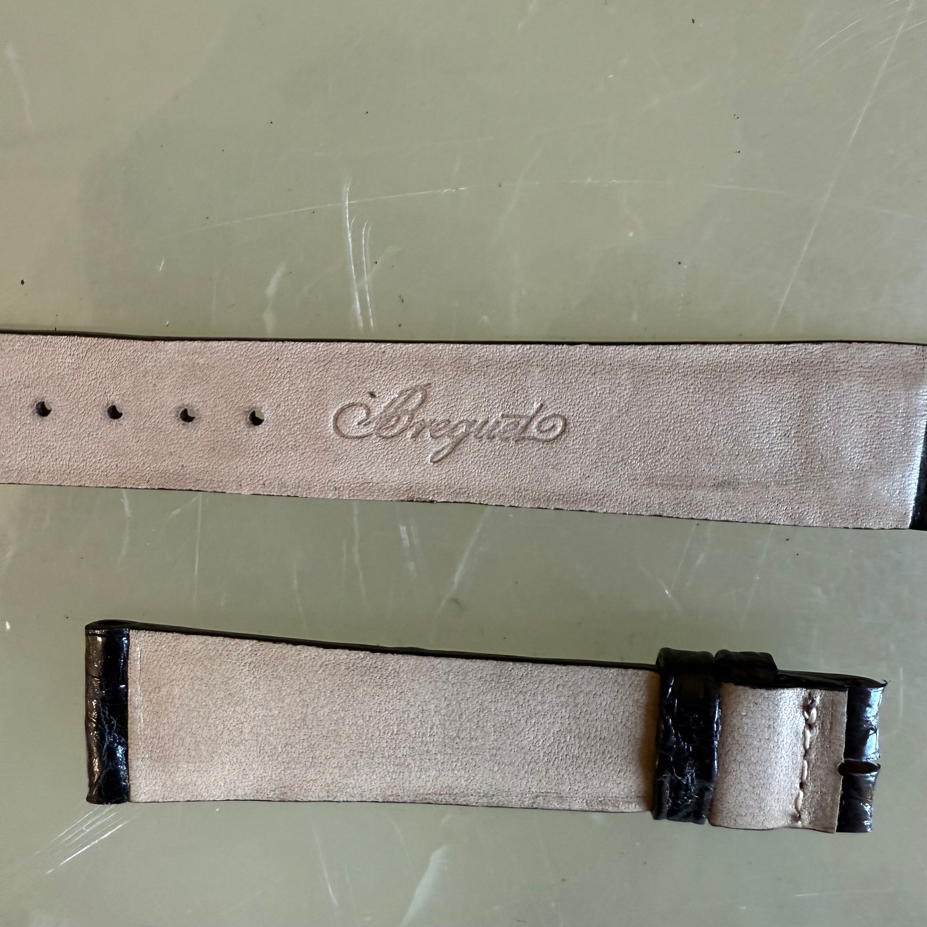 Authentic Breguet Black Shiny Crocodile Watch Strap Band 18mm