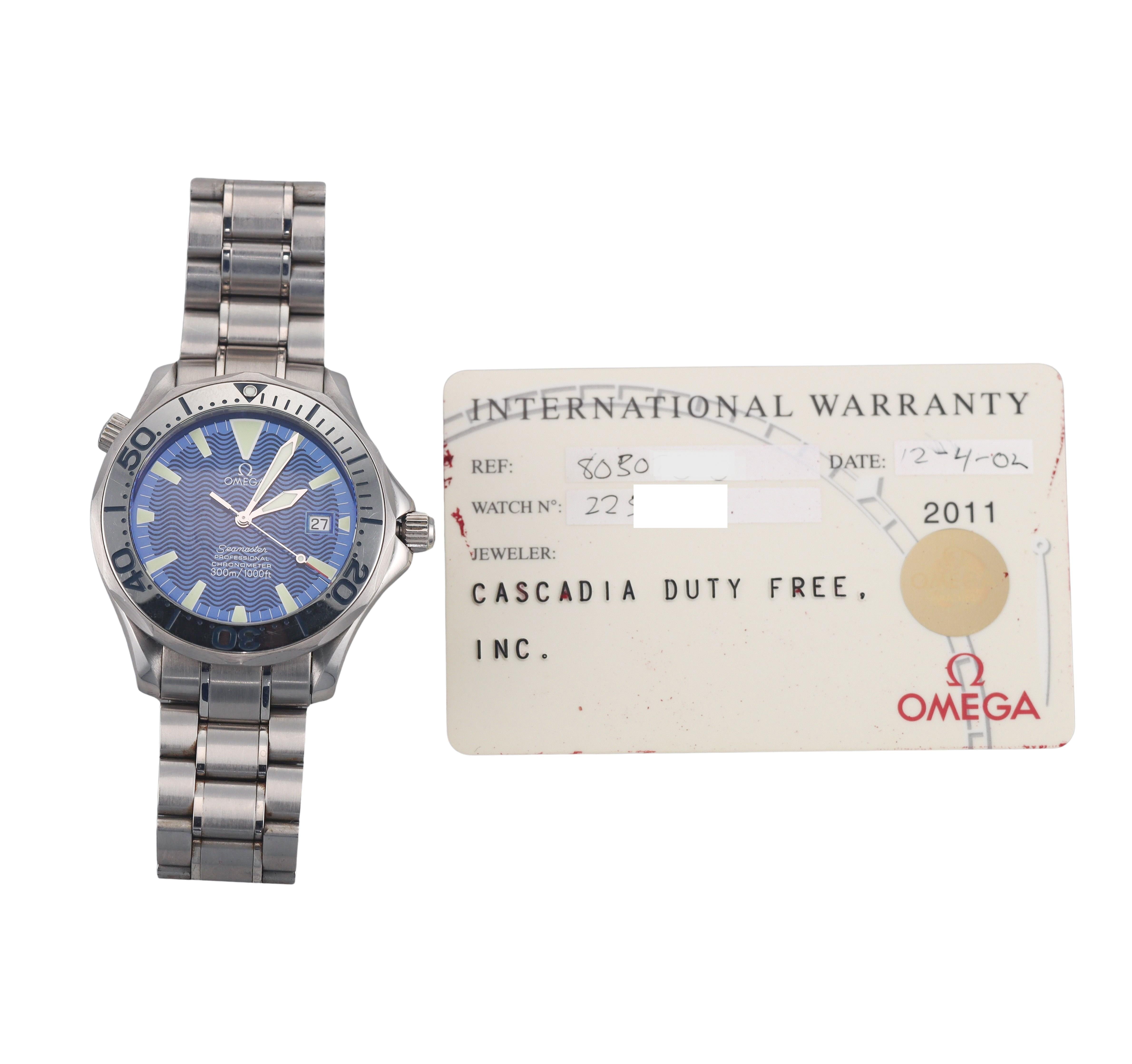 Omega Seamaster Diver 300M Steel Watch 2255.80