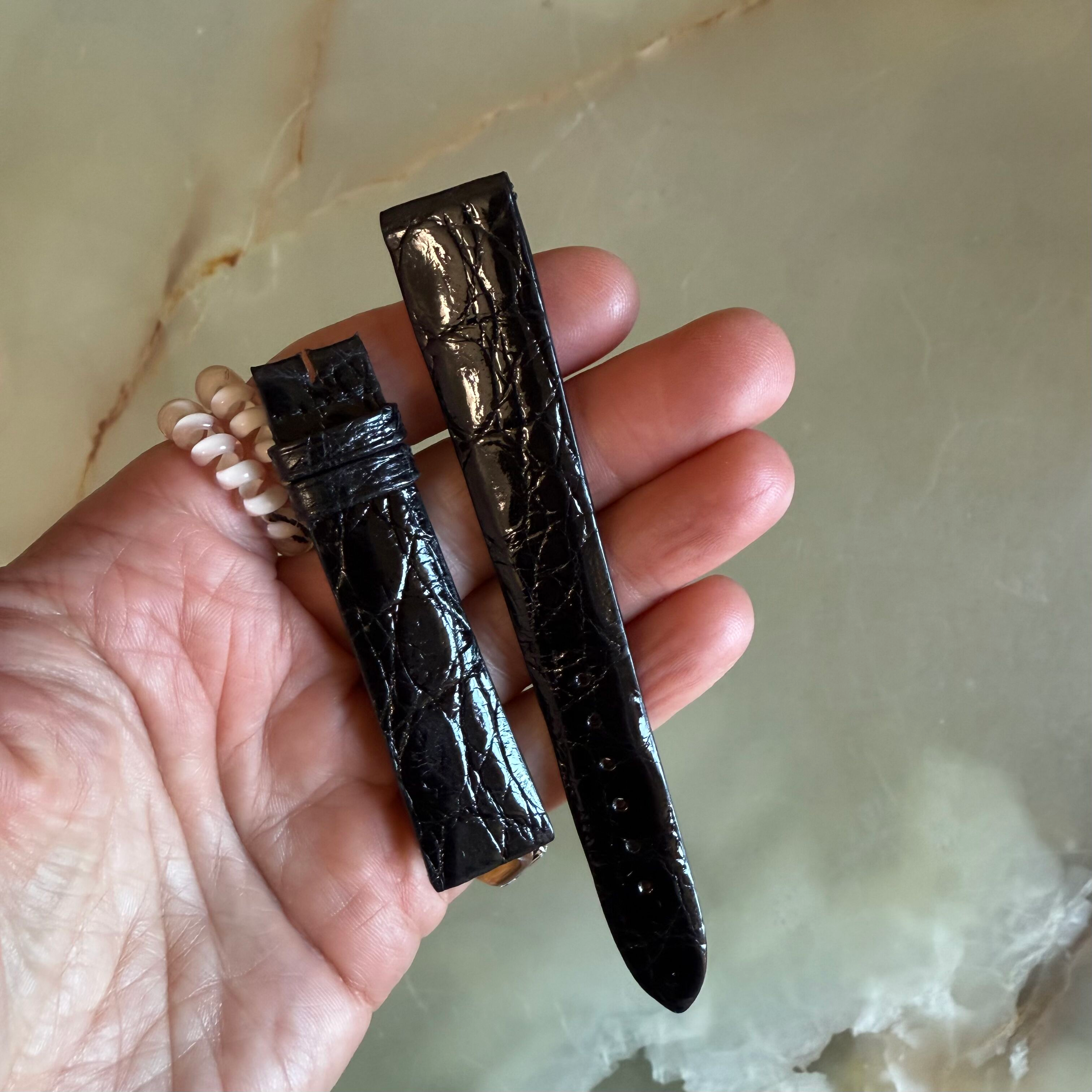 Authentic Breguet Black Shiny Crocodile Watch Strap Band 18mm