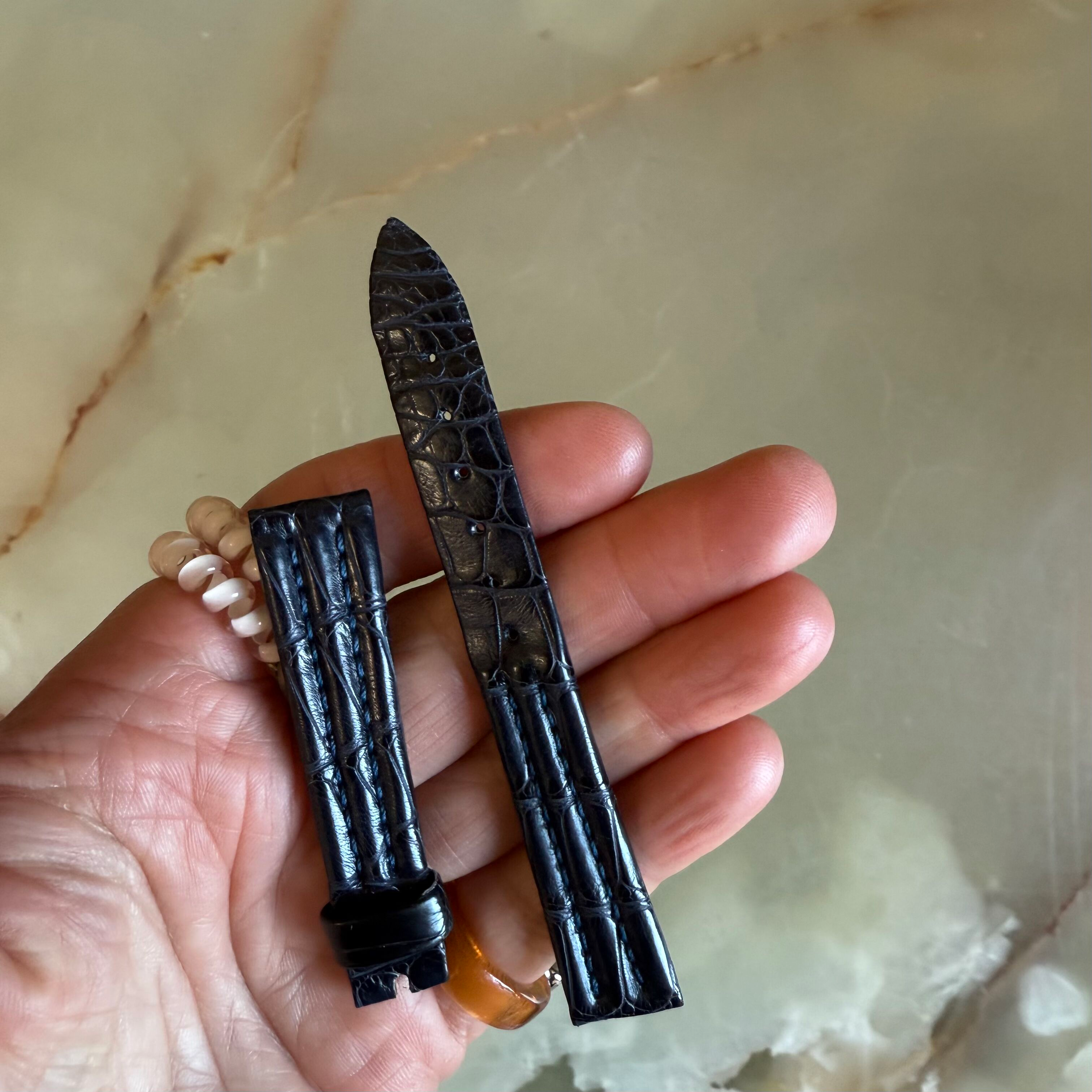 Authentic Breguet Blue Crocodile Watch Strap Band 14mm Padded & Stitched