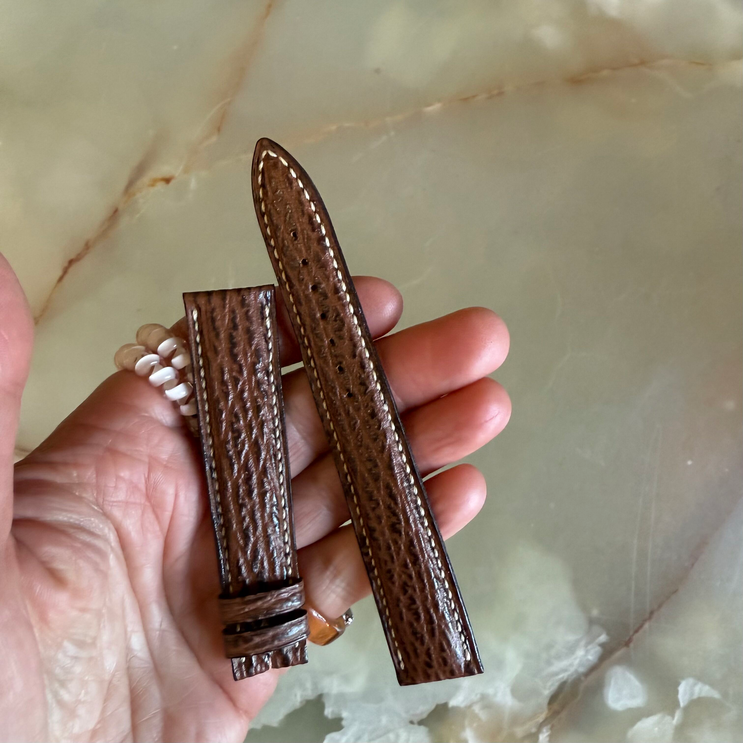 Authentic Breguet Brown Shark Watch Strap Band 19mm Padded & Stitched