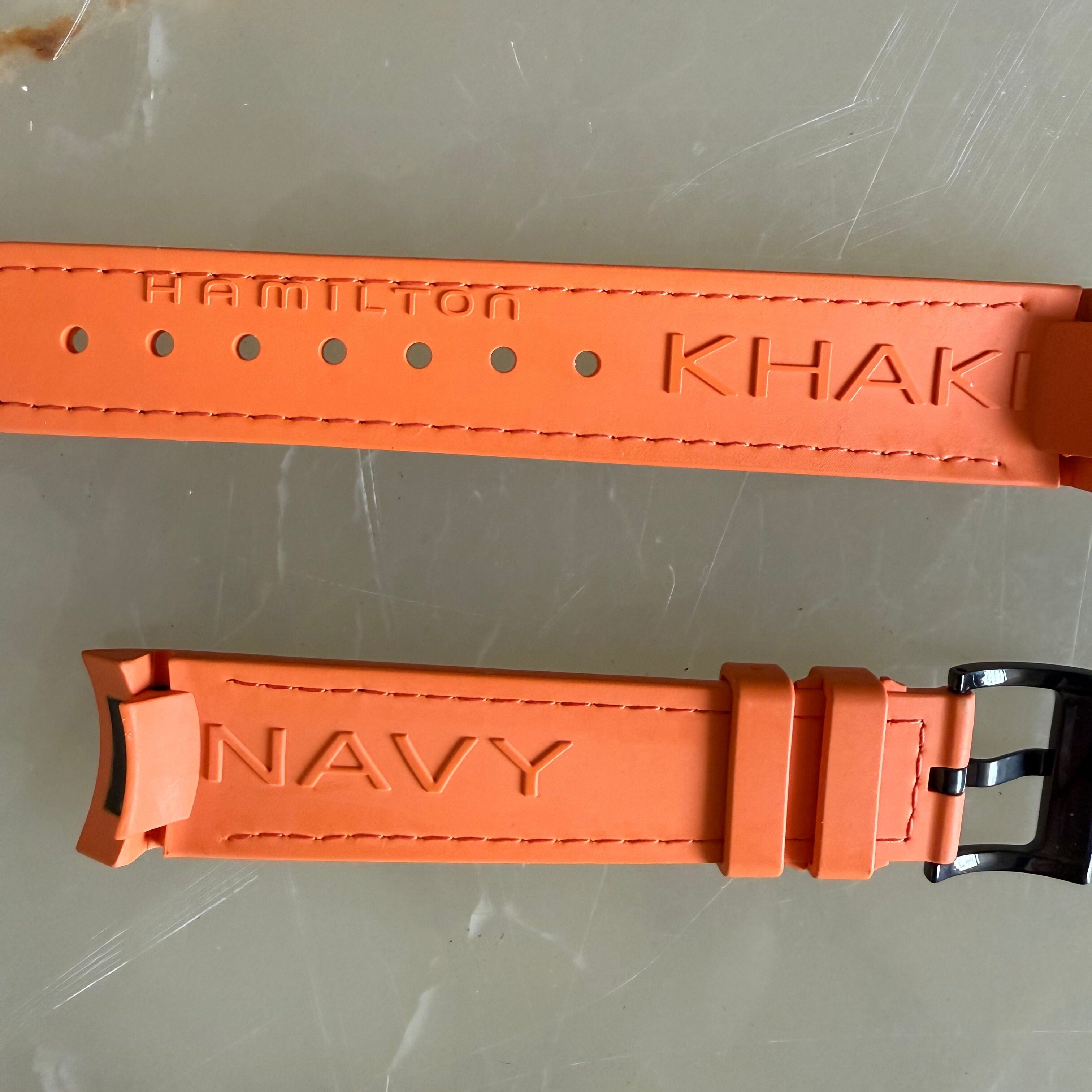 Authentic Hamilton Khaki Orange Rubber Watch Strap Band 20mm w Buckle