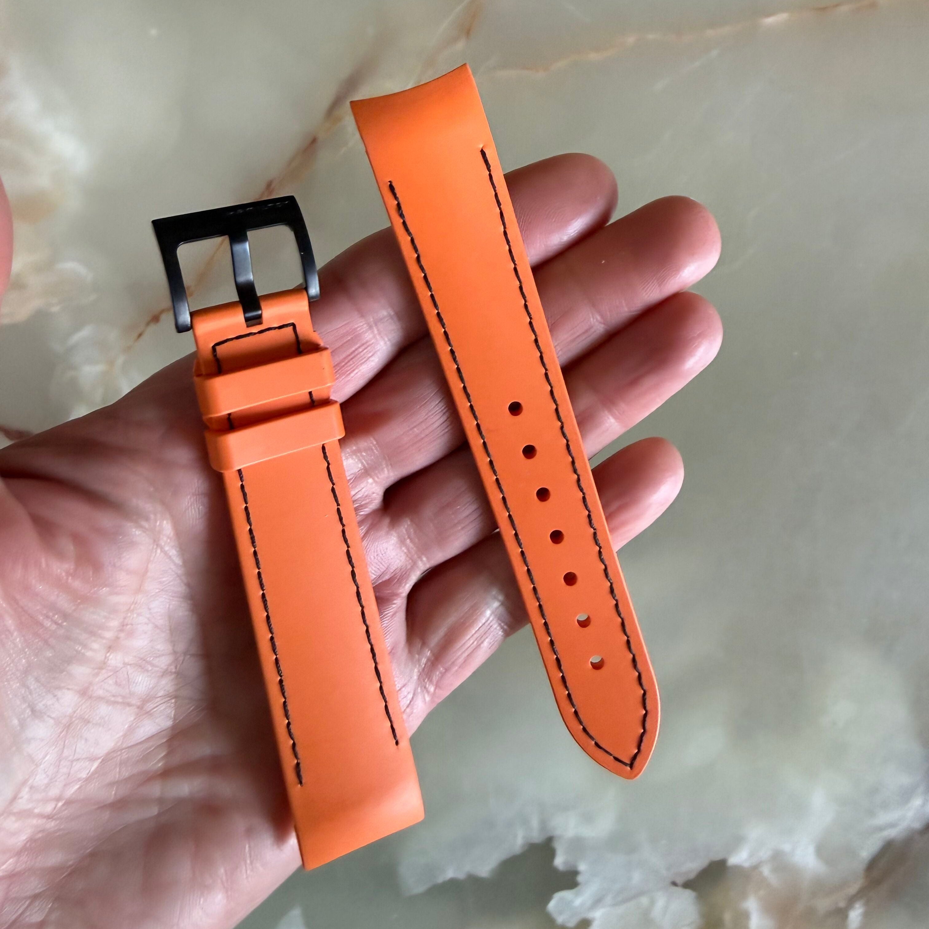 Authentic Hamilton Khaki Orange Rubber Watch Strap Band 20mm w Buckle