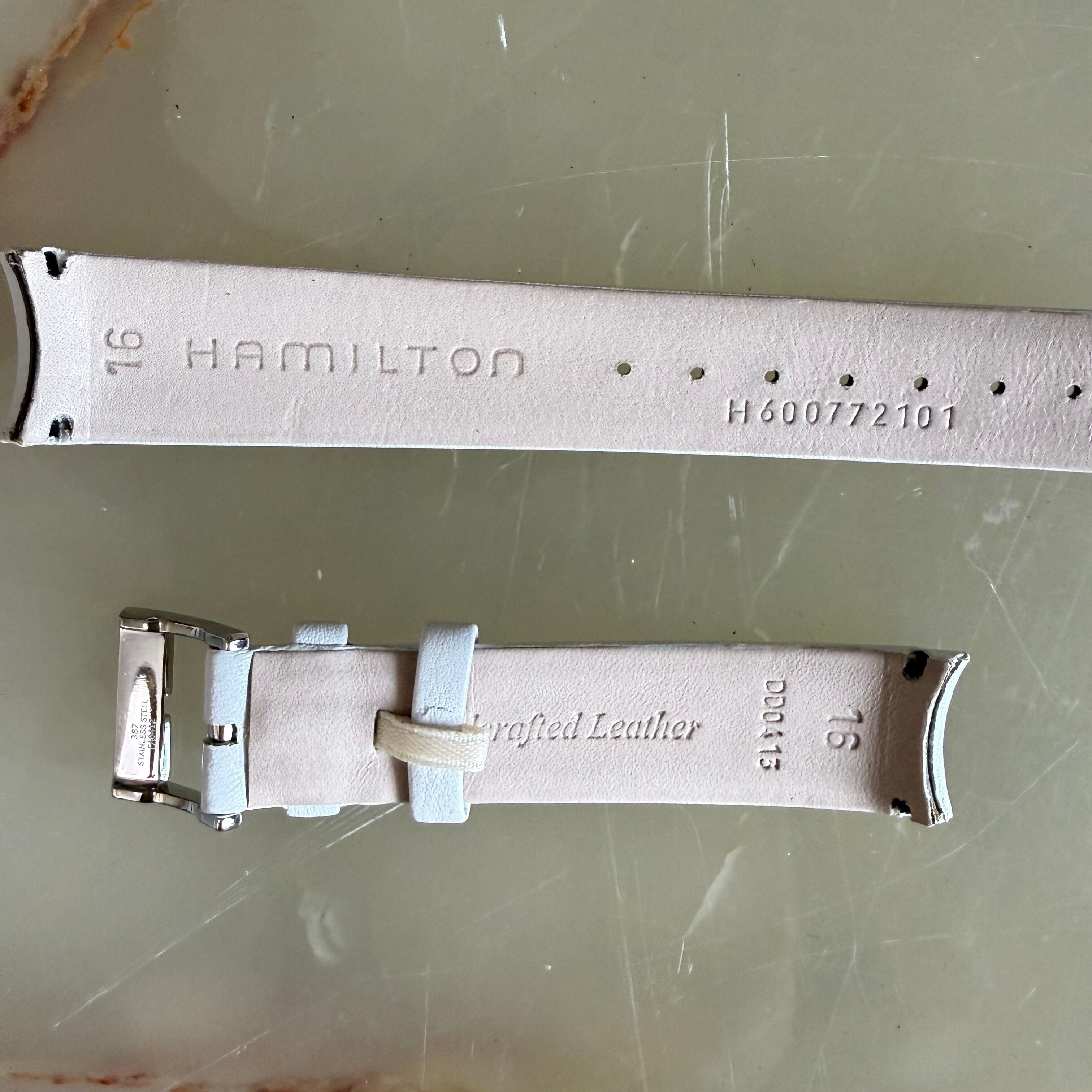 Authentic Hamilton White Leather Watch Strap Band 16mm w Buckle H600772101