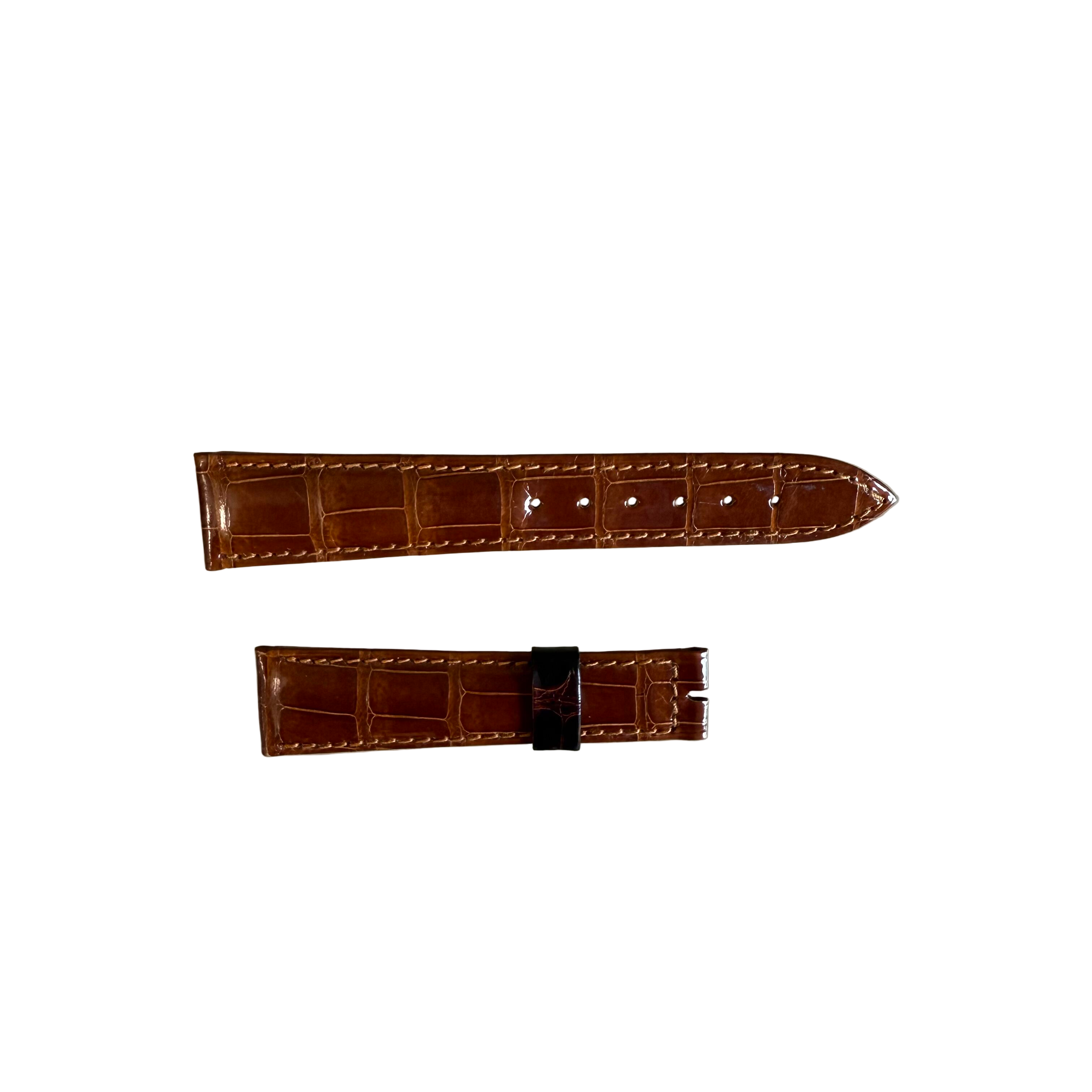 Authentic Breguet Brown Shiny Crocodile Watch Strap Band 19mm Padded & Stitched