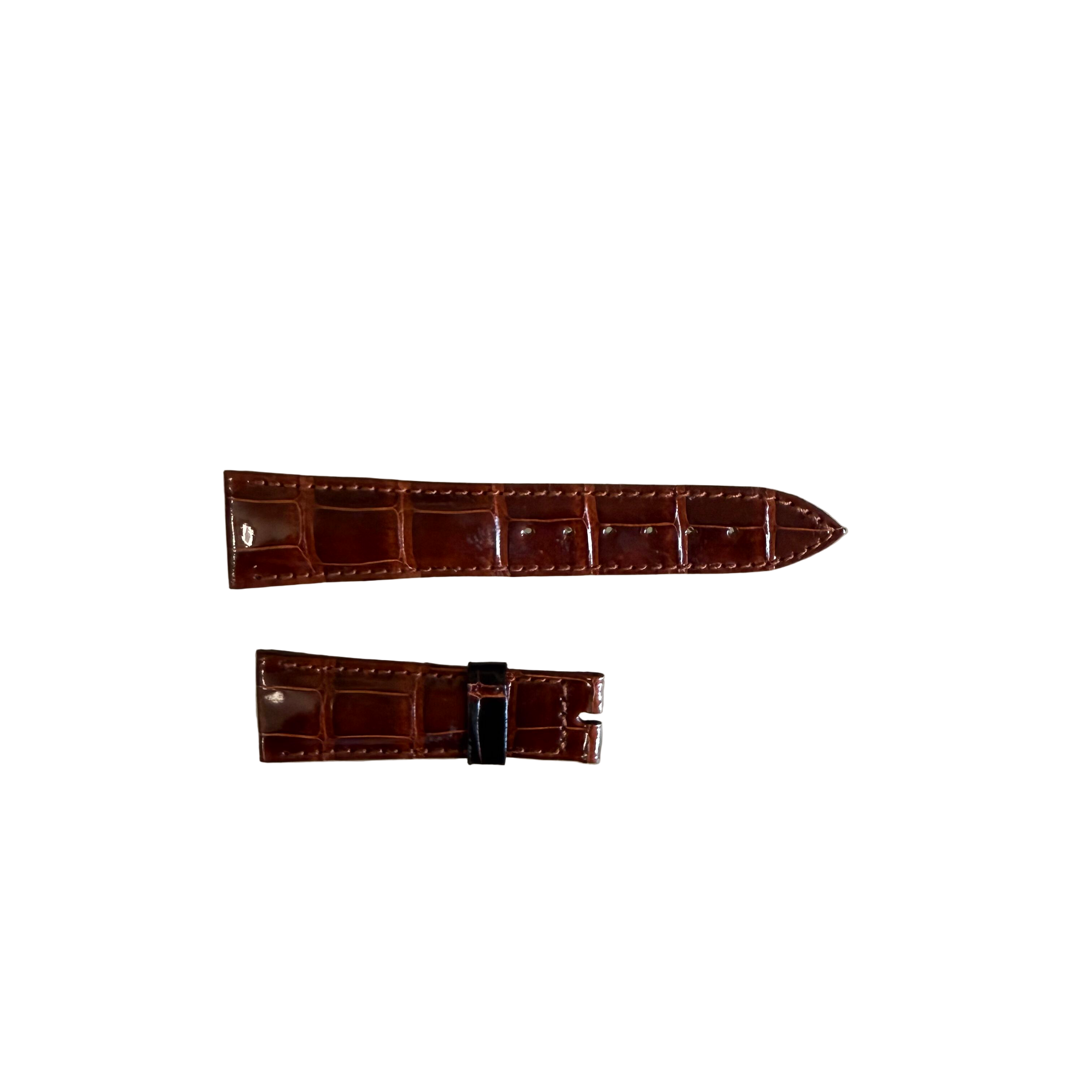 Authentic Breguet Brown Shiny Crocodile Watch Strap Band 20mm Padded & Stitched