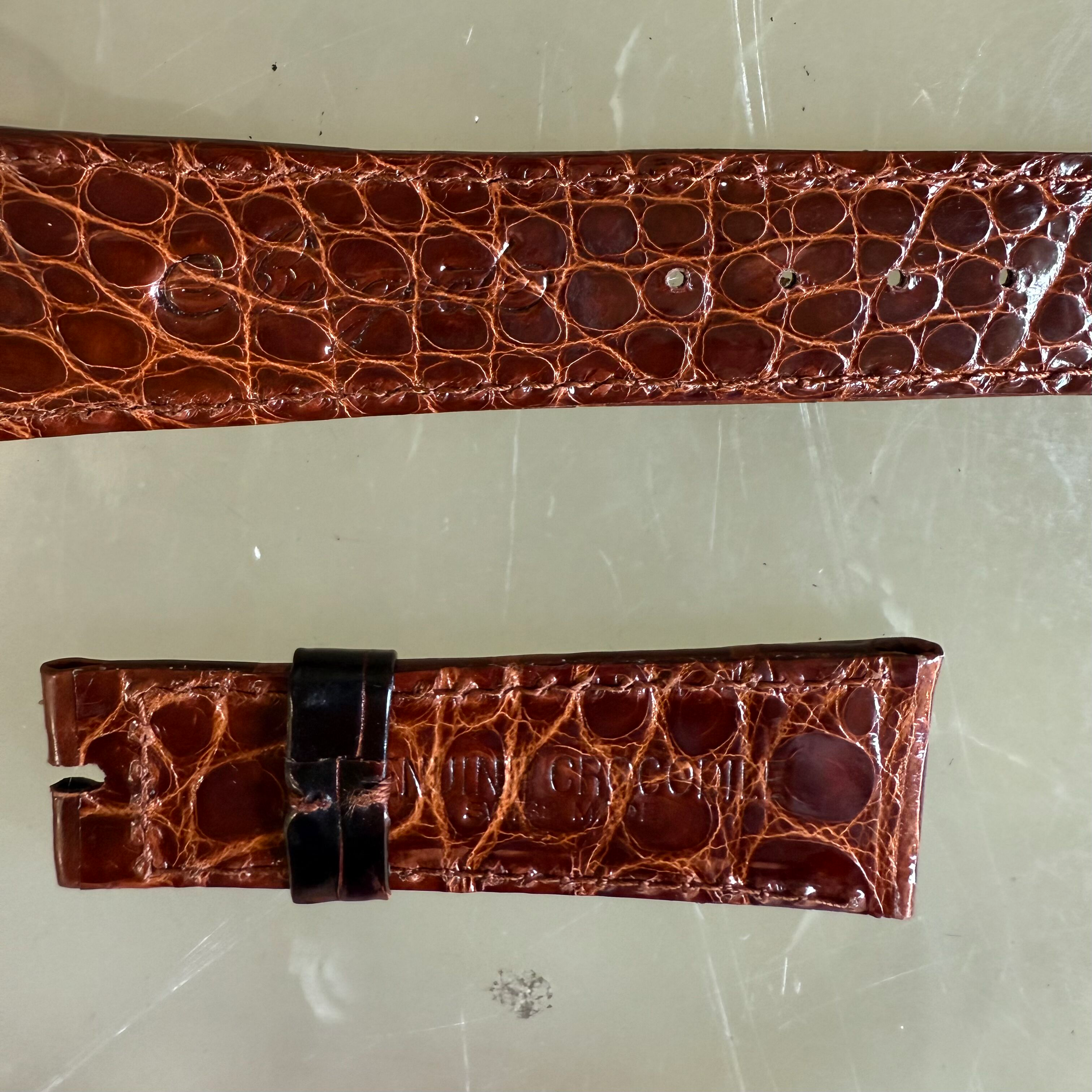 Authentic Breguet Brown Shiny Crocodile Watch Strap Band 20mm Padded & Stitched
