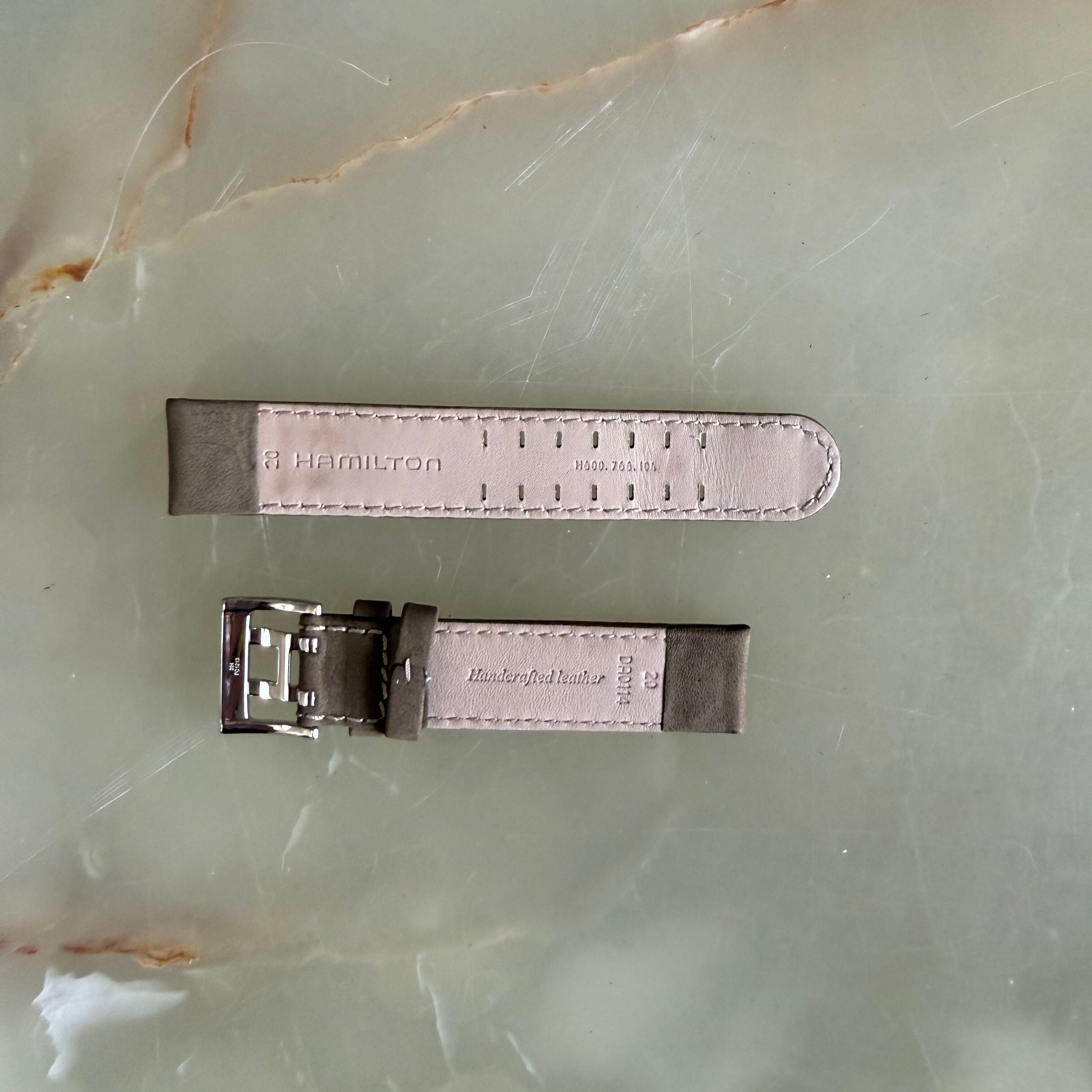 Authentic Hamilton Beige Leather Watch Strap Band 20mm w Buckle H600.766.104
