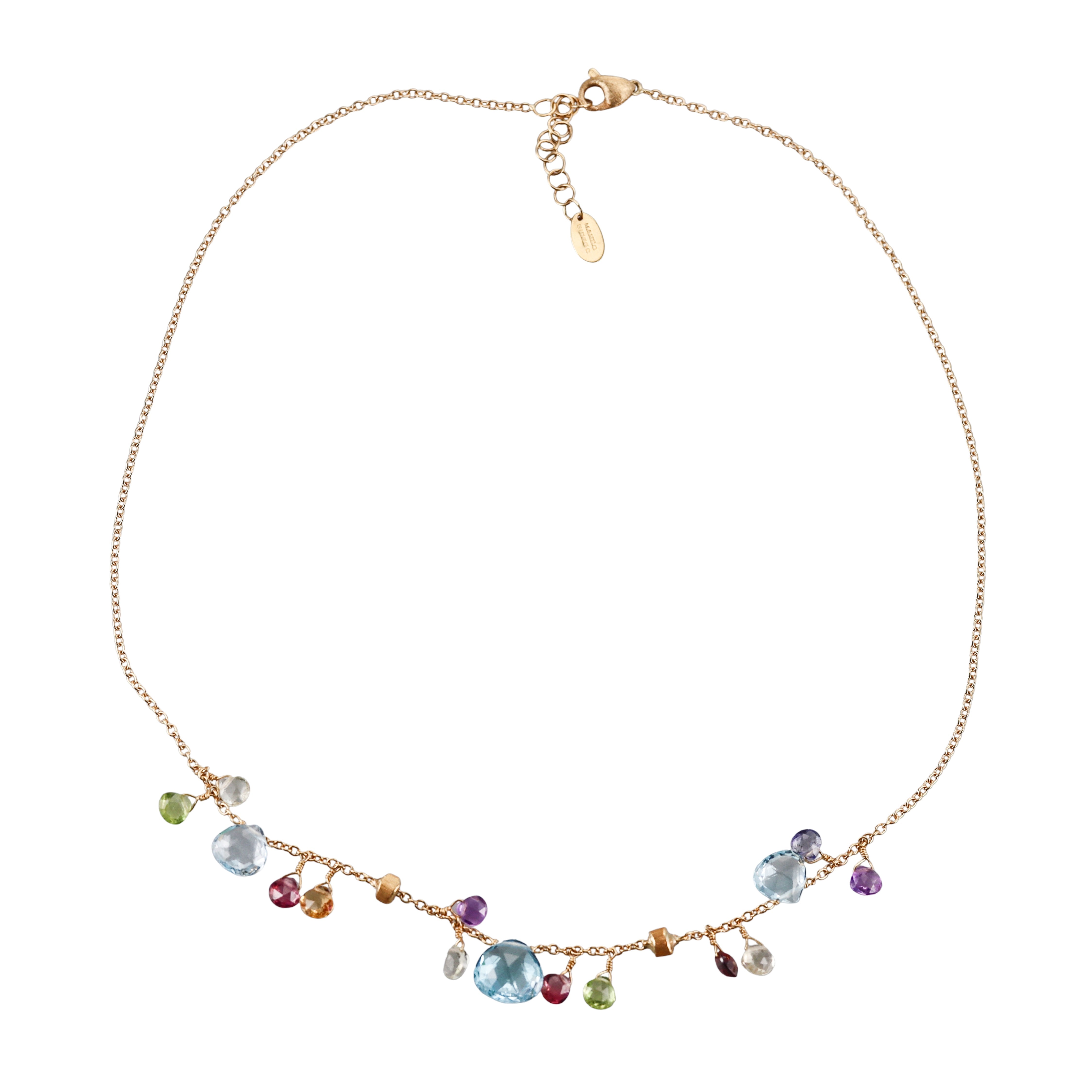 Marco Bicego Paradise 18k Single Strand Blue Topaz Gemstone Necklace