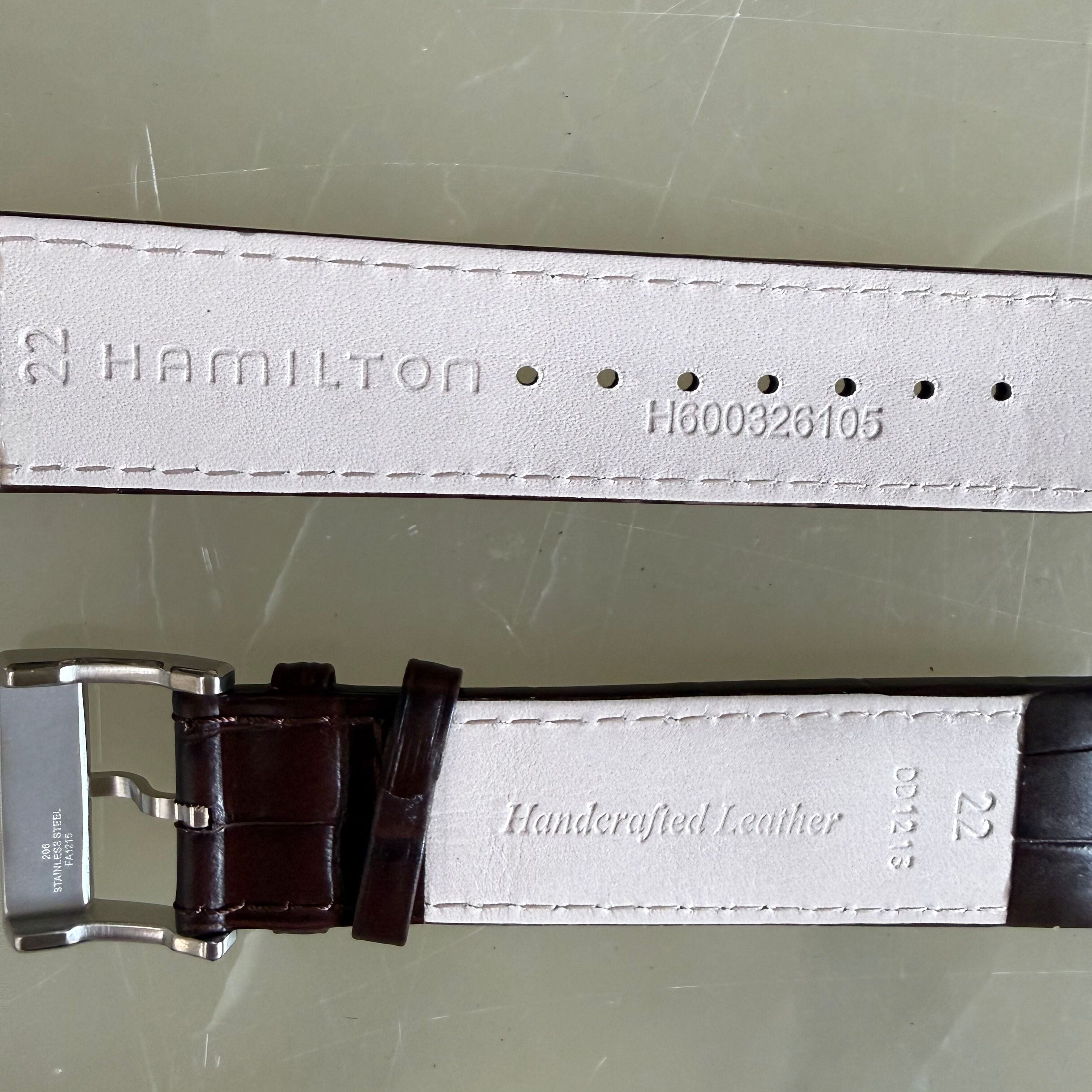 Authentic Hamilton Brown Crocodile Leather Watch Strap Band 22mm w Buckle H600326105