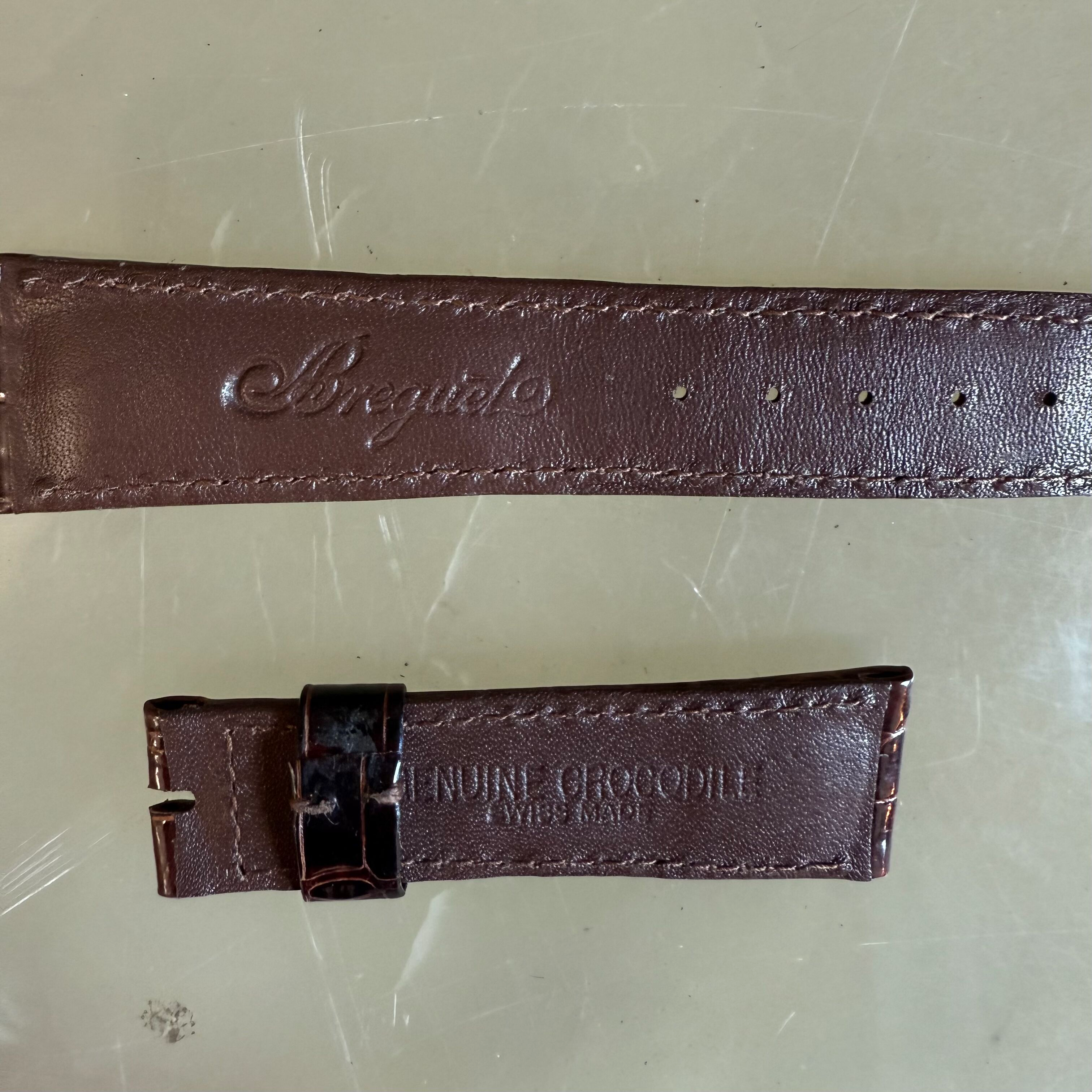 Authentic Breguet Brown Crocodile Watch Strap Band 19mm Padded & Stitched