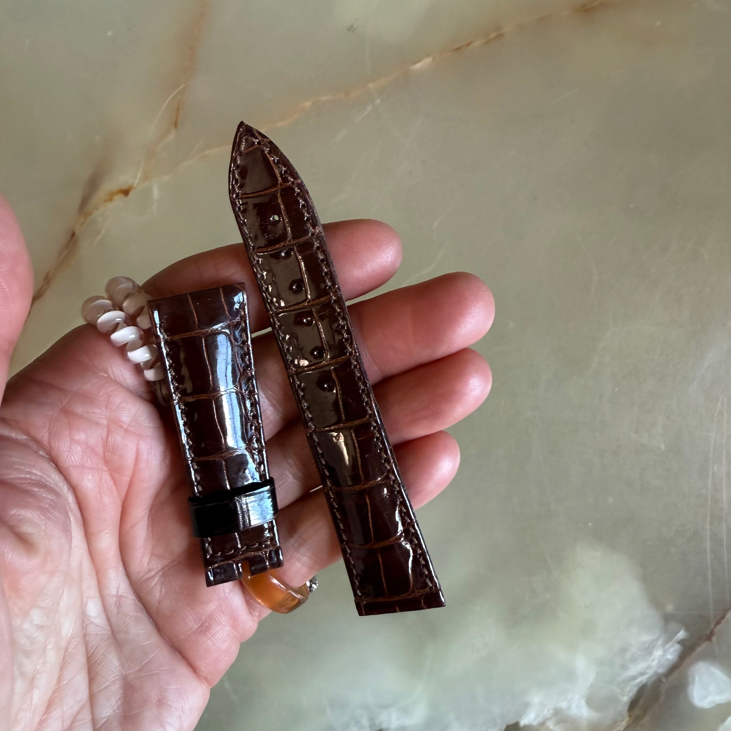 Authentic Breguet Brown Crocodile Watch Strap Band 19mm Padded & Stitched