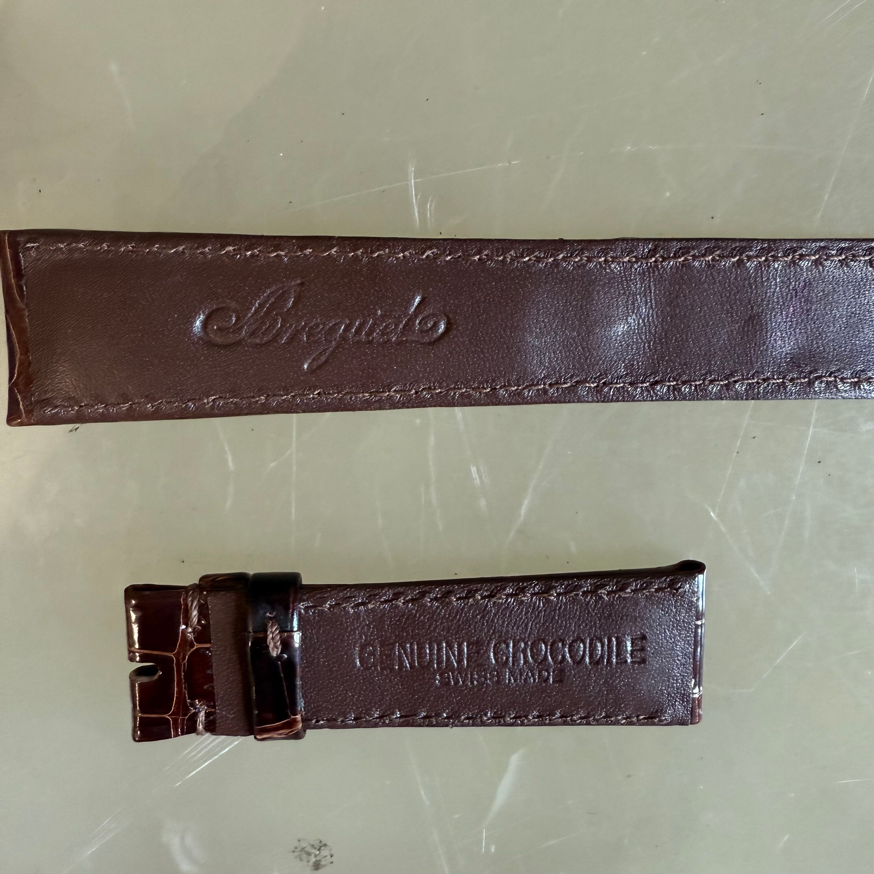 Authentic Breguet Brown Crocodile Watch Strap Band 18.5mm Padded & Stitched