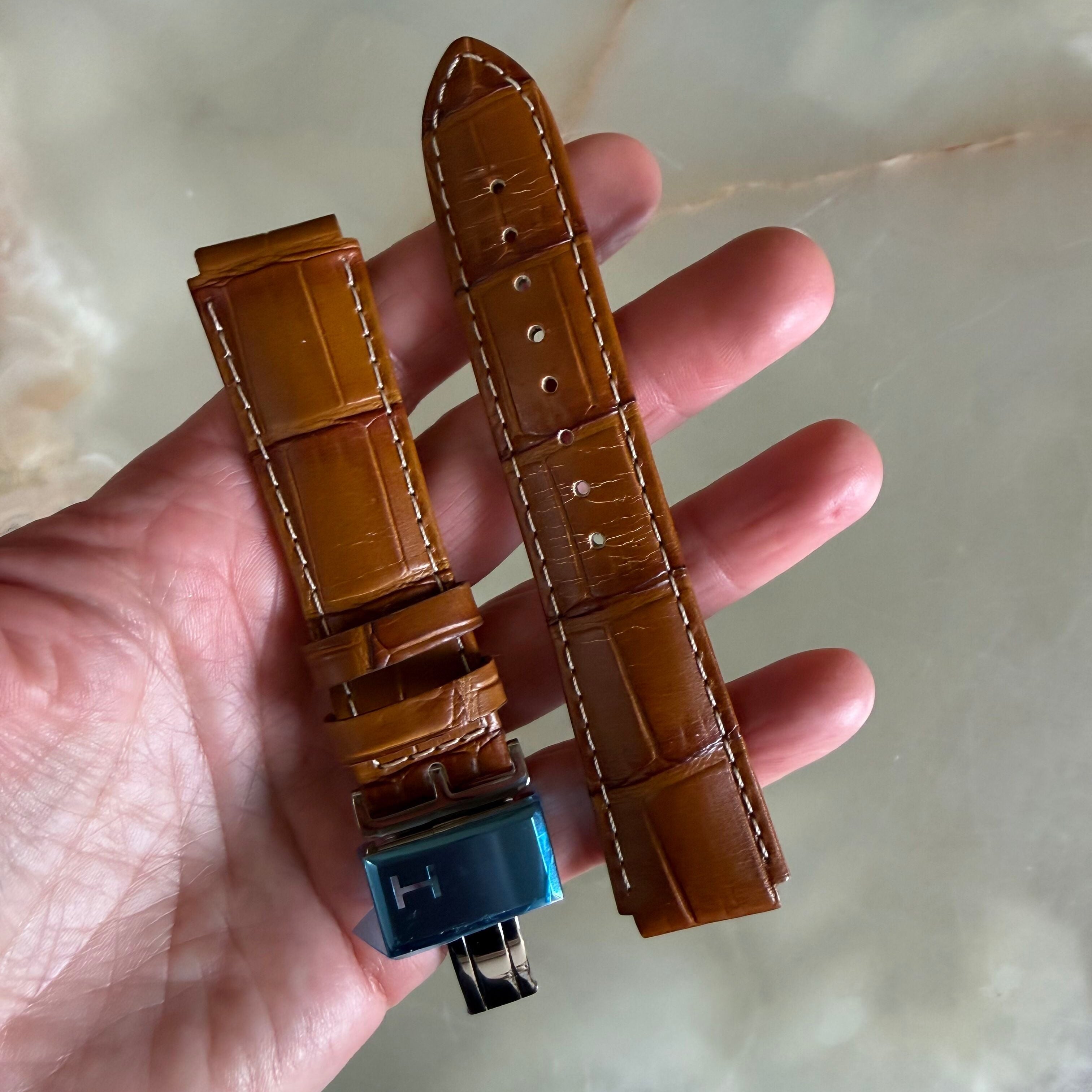 Authentic Hamilton Brown Leather Watch Strap Band 19mm w Deployant Buckle H600304102
