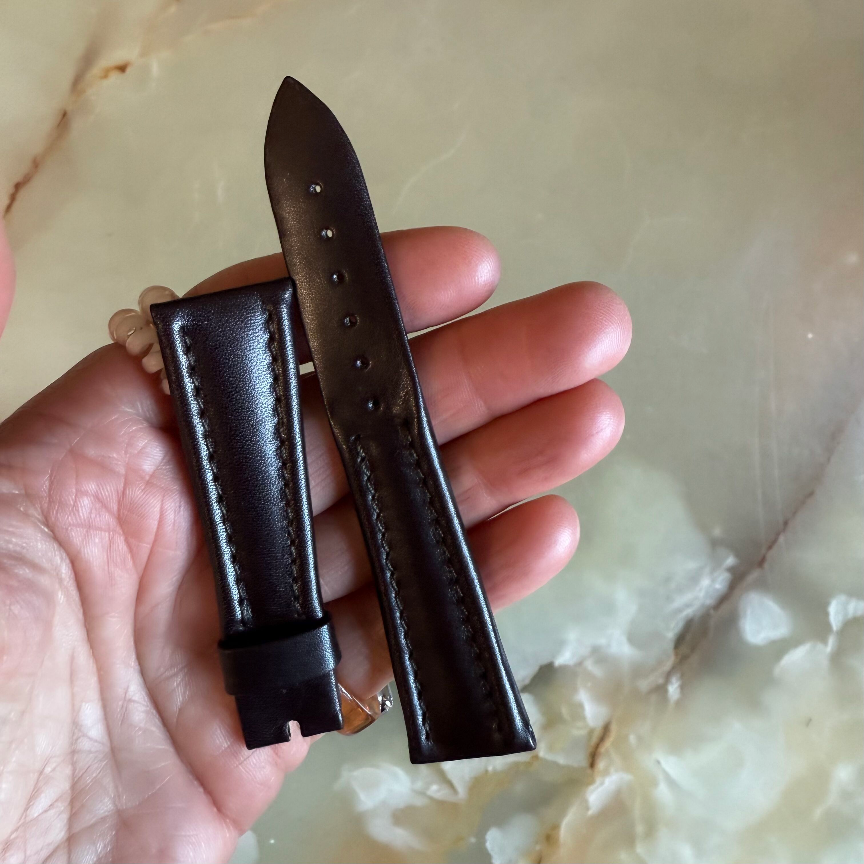 Authentic Breguet Brown Genuine Leather Watch Strap Band 21mm Padded & Stitched