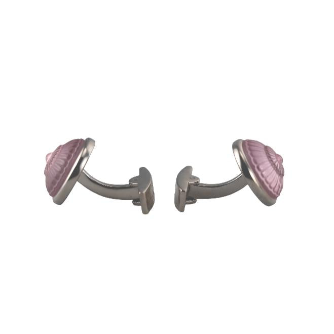 Lalique Toupie Spinning Top Pink Crystal Palladium Cufflinks 10728800